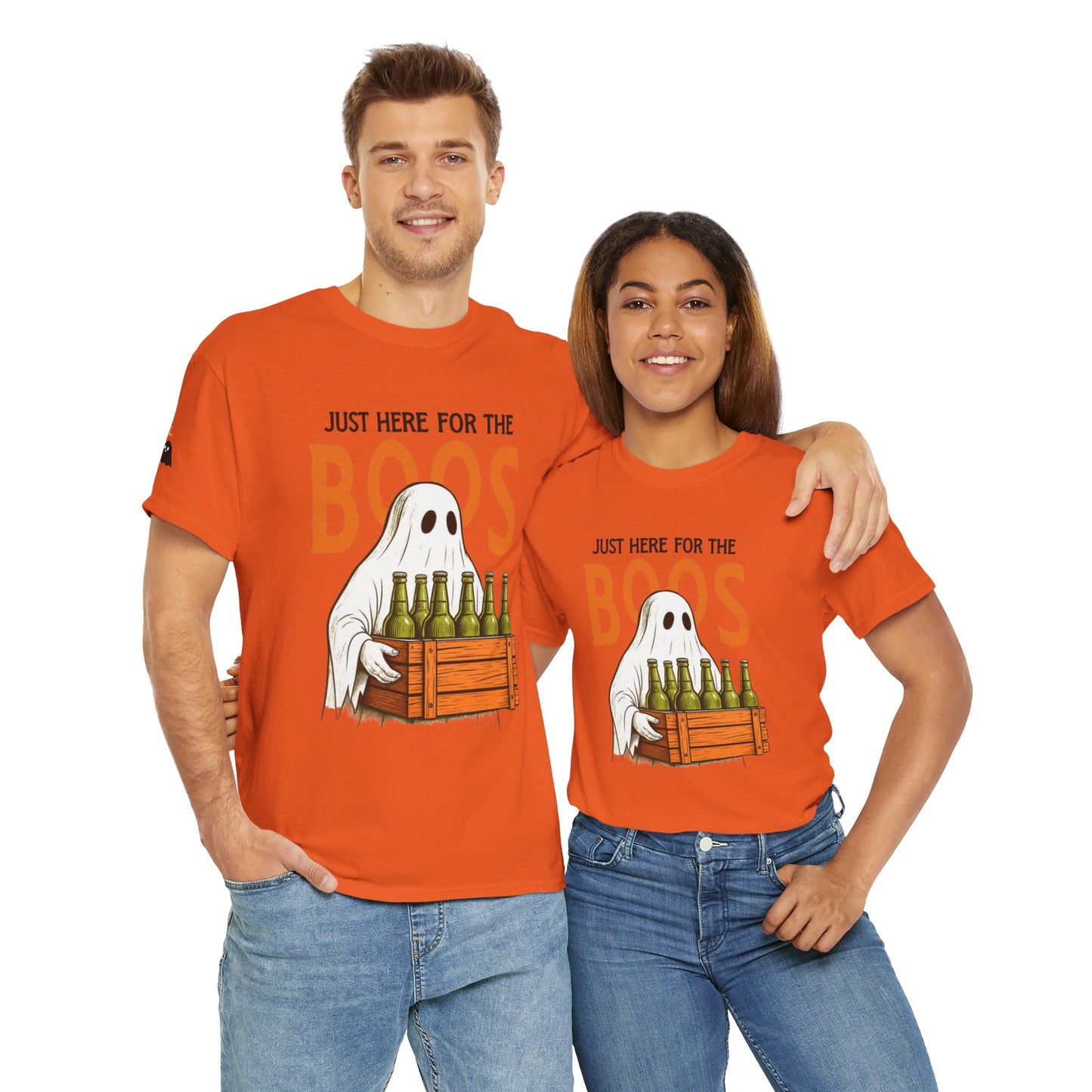 Just Here for the Boos Halloween Tee, Funny Ghost Shirt, Unisex Cotton T-Shirt, Spooky Party Apparel, Halloween Costume Top