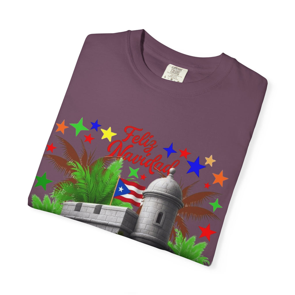 Feliz Navidad Puerto Rico T-Shirt  Castillo & Coquí Holiday Tee Puerto Rico Navidades