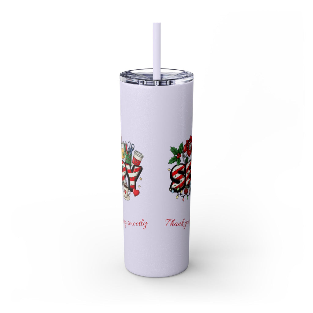 Christmas mug for the office team who keeps everything running smoothly. Candy Cane Christmas Office Secret Santa Design, 20oz with Straw