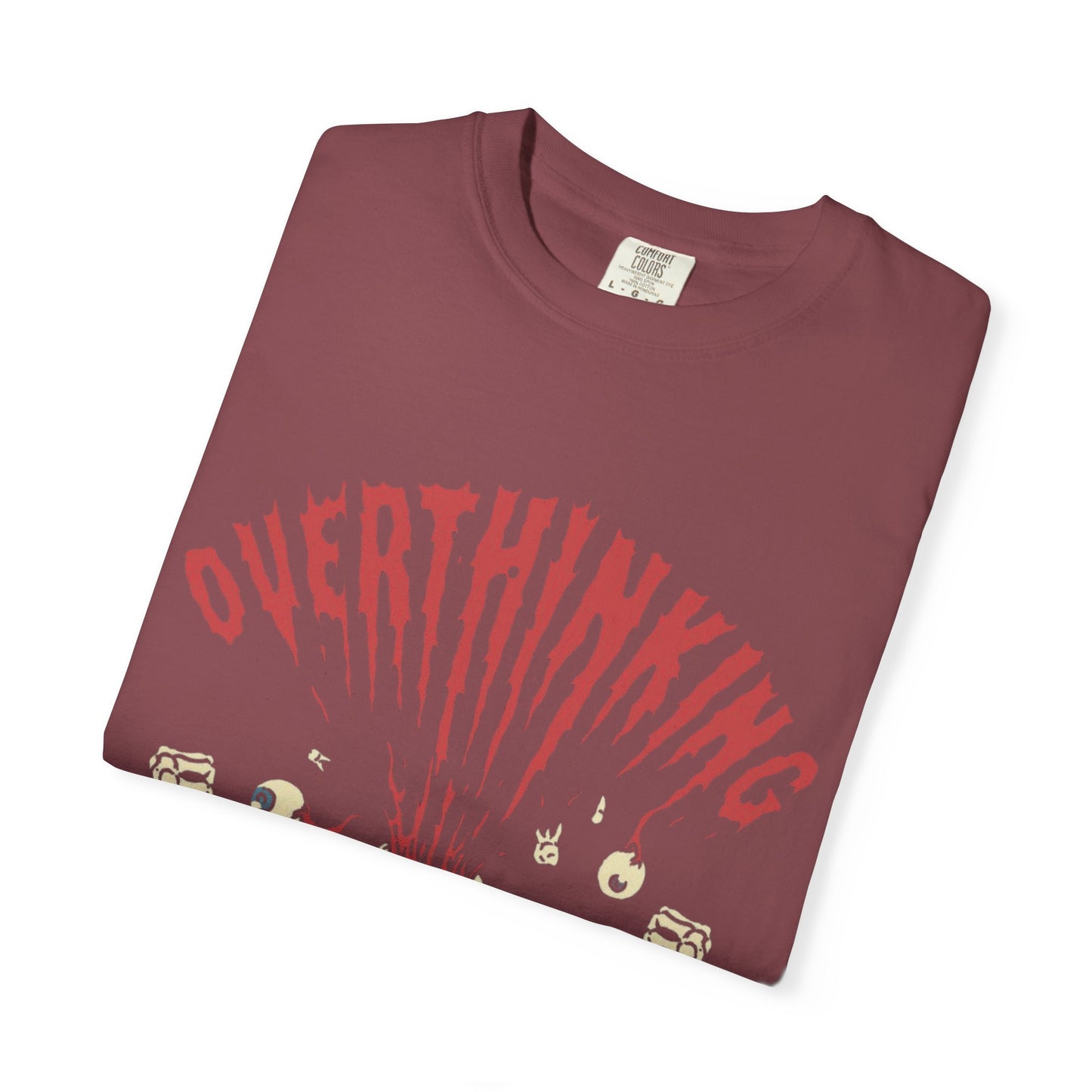 Mentally on Vacation Overthinking Garment-Dyed Unisex T-Shirt, Casual Wear, Gift for Anxiety Awareness, Self-Care Apparel, Unique Graphic Tee