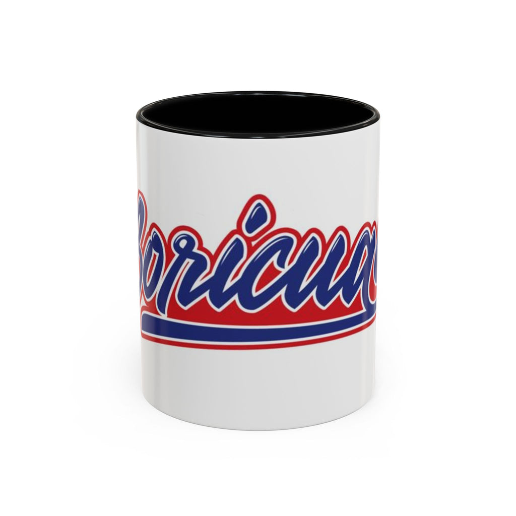 Puerto Rico Script Accent Coffee Mug — Retro Red & Blue 'Boricua' Design (11/15oz)