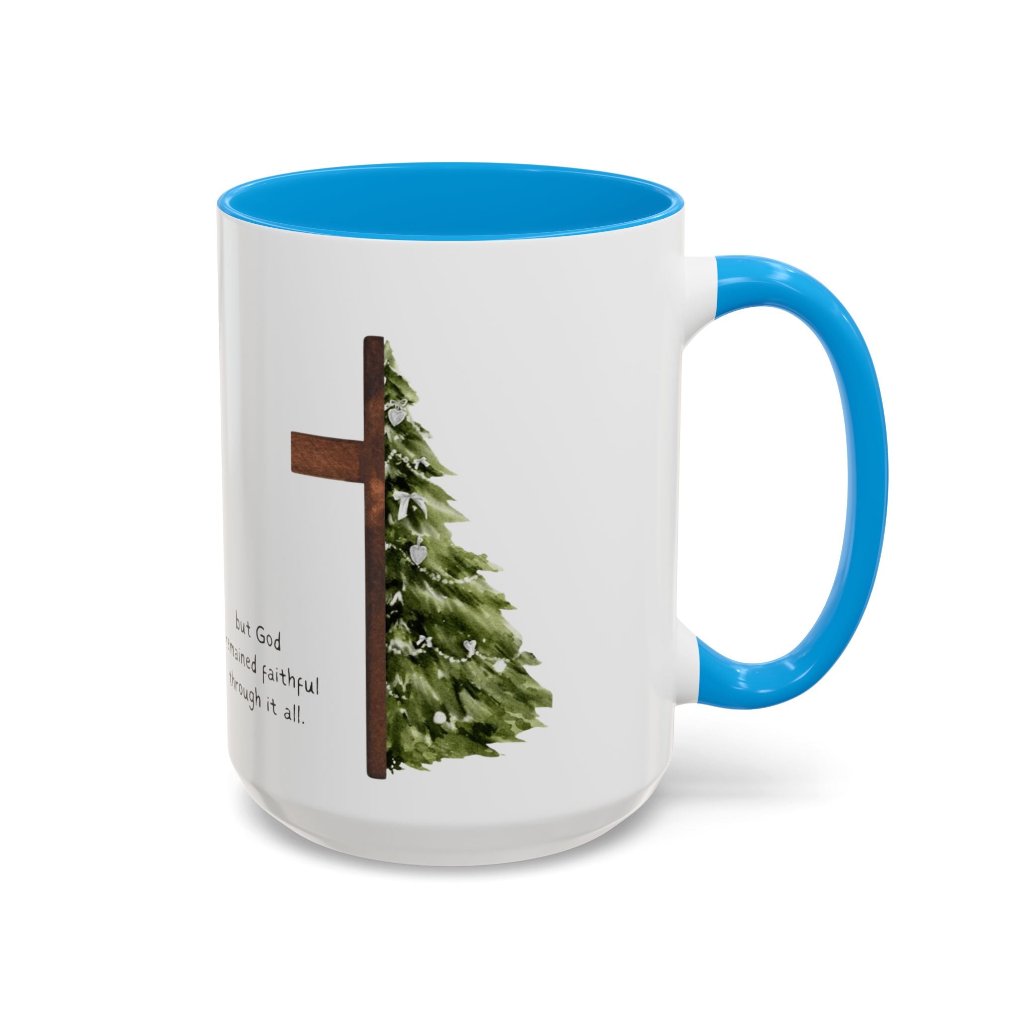 Christian Cross & Pine Tree Mug — Faith Reminder Coffee Cup (11oz/15oz)