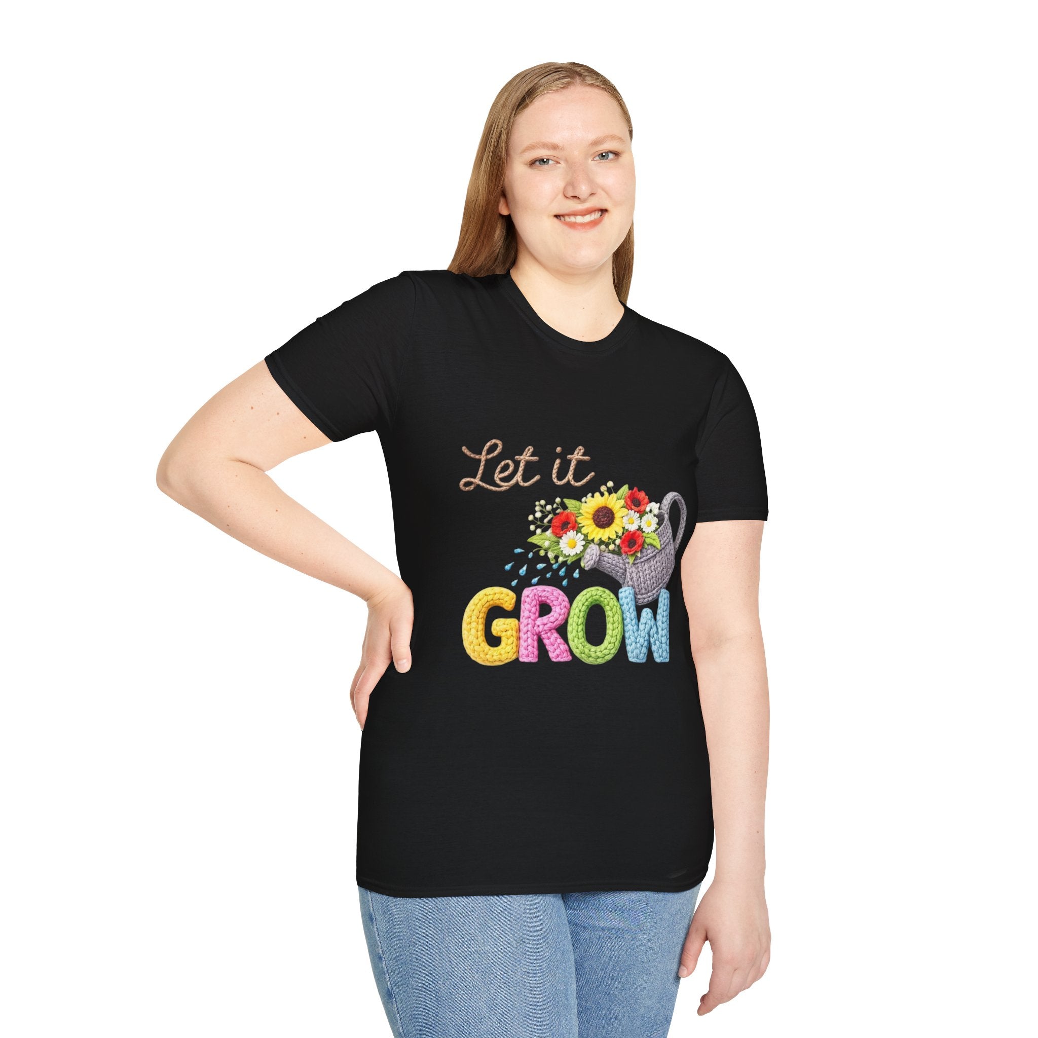 Let It Grow T-Shirt — Floral Watering Can Garden Tee
