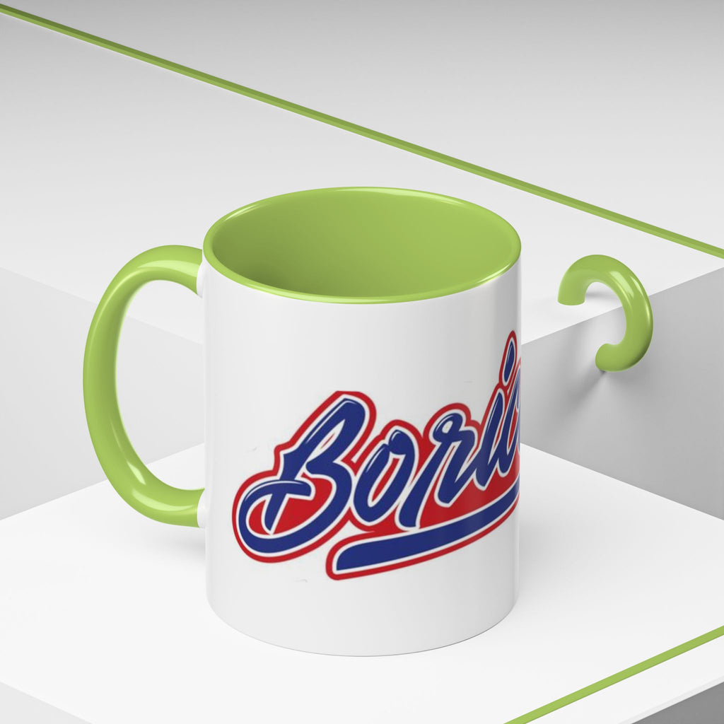 Puerto Rico Script Accent Coffee Mug — Retro Red & Blue 'Boricua' Design (11/15oz)