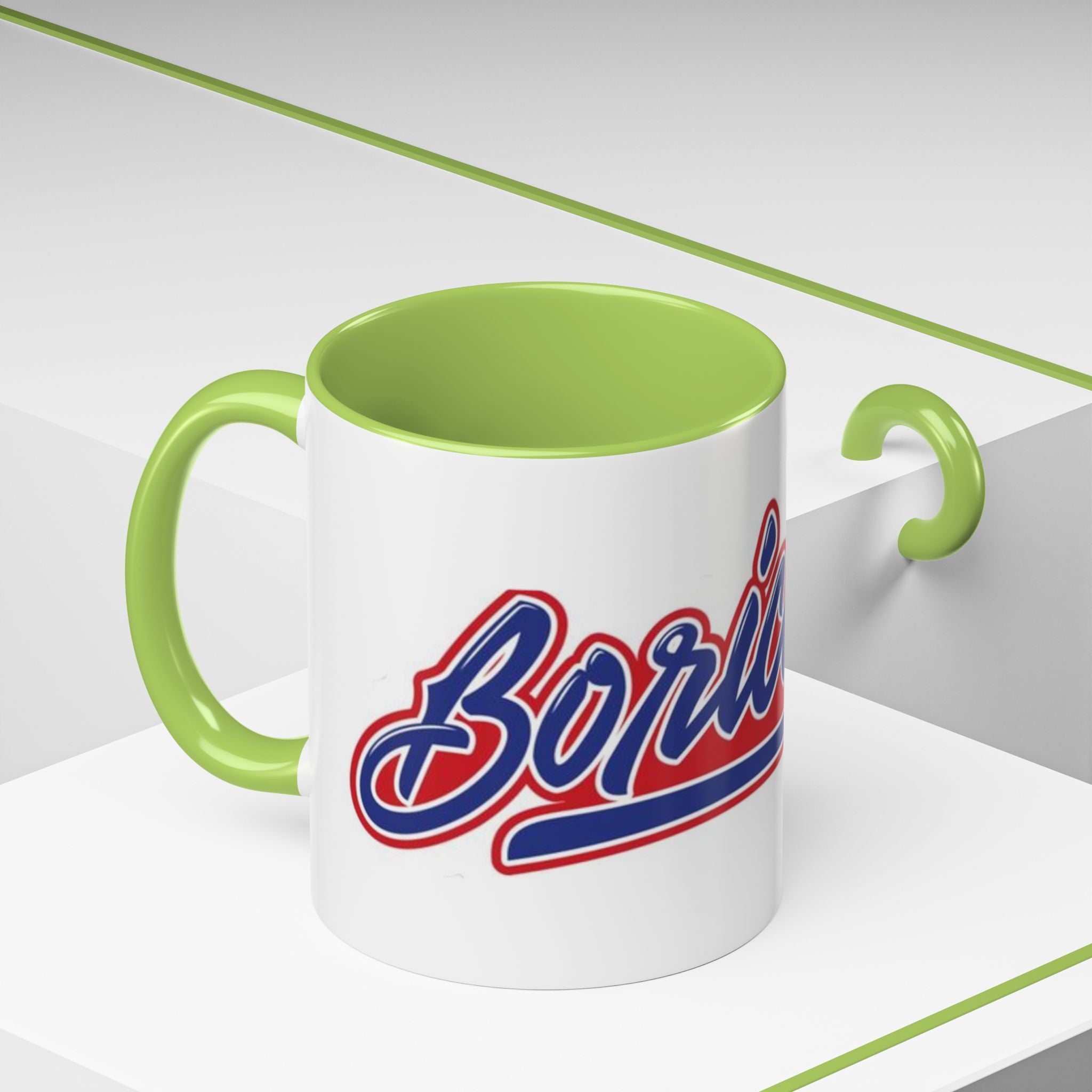 Puerto Rico Script Accent Coffee Mug — Retro Red & Blue 'Boricua' Design (11/15oz)