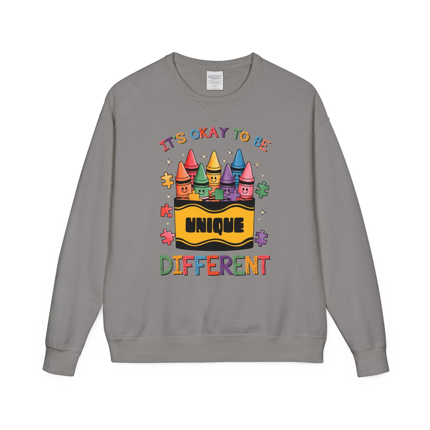 Autism Awareness & Pride Collection Unique & Different Crewneck Sweatshirt - Unisex ComfortWash®