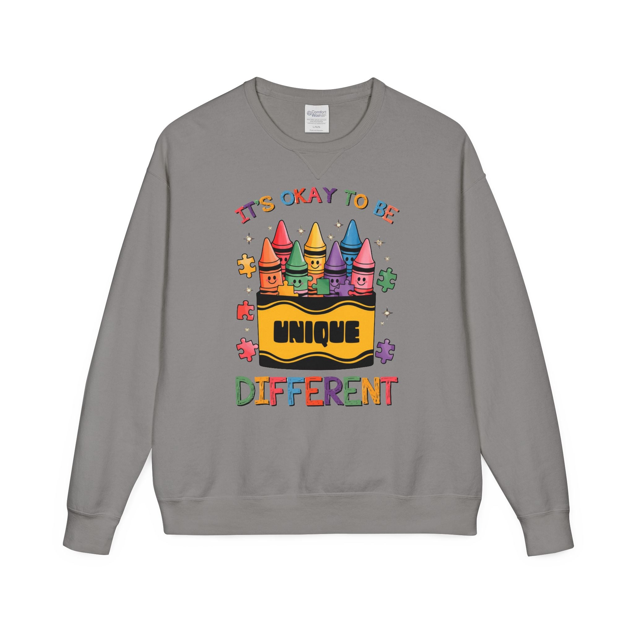 Autism Awareness & Pride Collection Unique & Different Crewneck Sweatshirt - Unisex ComfortWash®