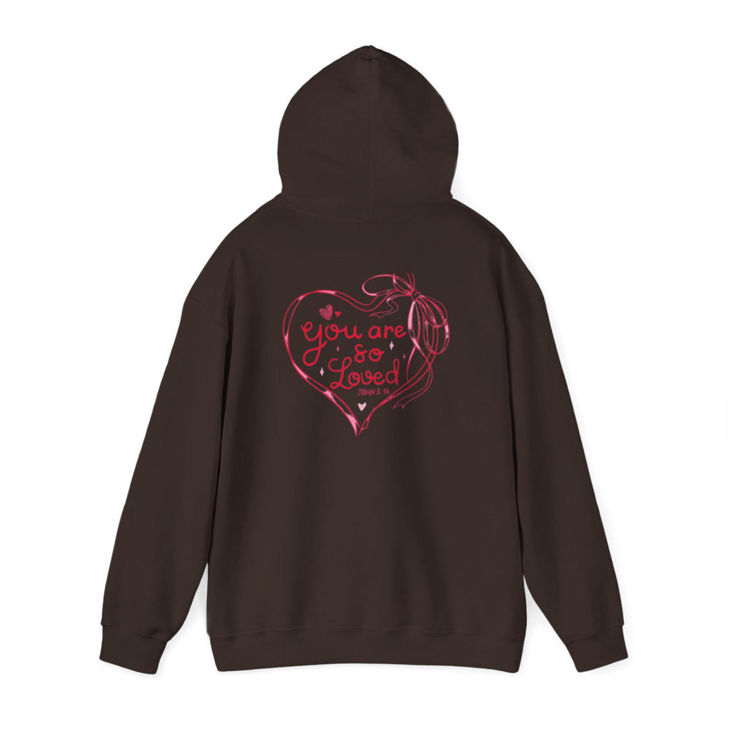 You Are So Loved Hoodie Heart Full” Heart Ribbon Comfort Sweatshirt