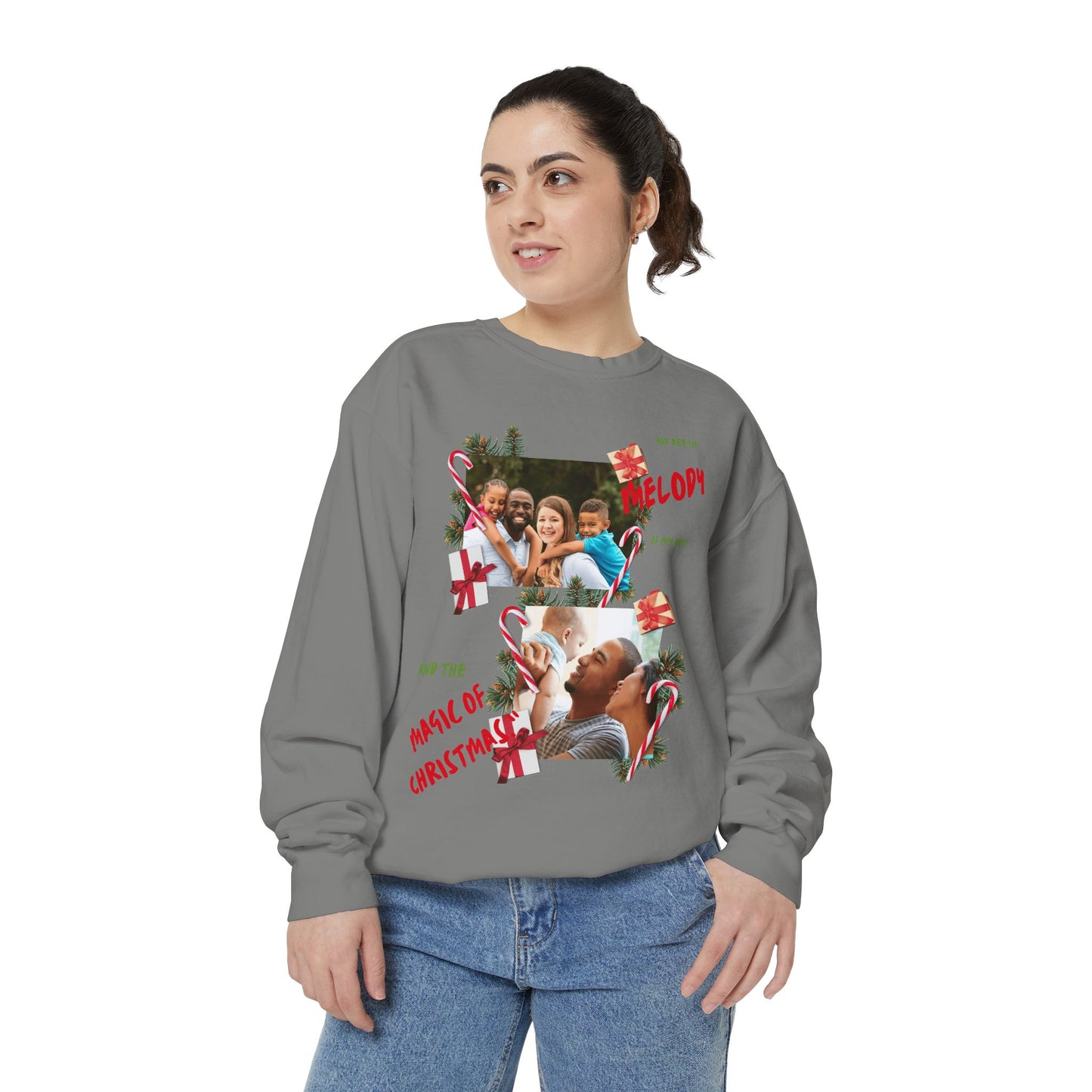 Personalized Christmas Photo Sweatshirt – “You Are the Melody” Holiday Crewneck