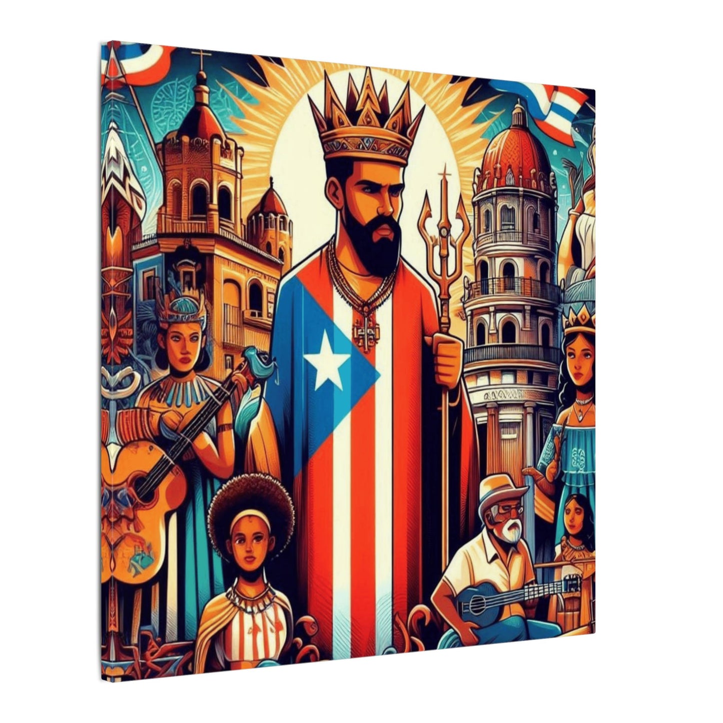 Vibrant Puerto Rican Art Canvas, Cultural Wall Decor, Celebration Decor, Unique Gift, Home Accent, Multi-Size