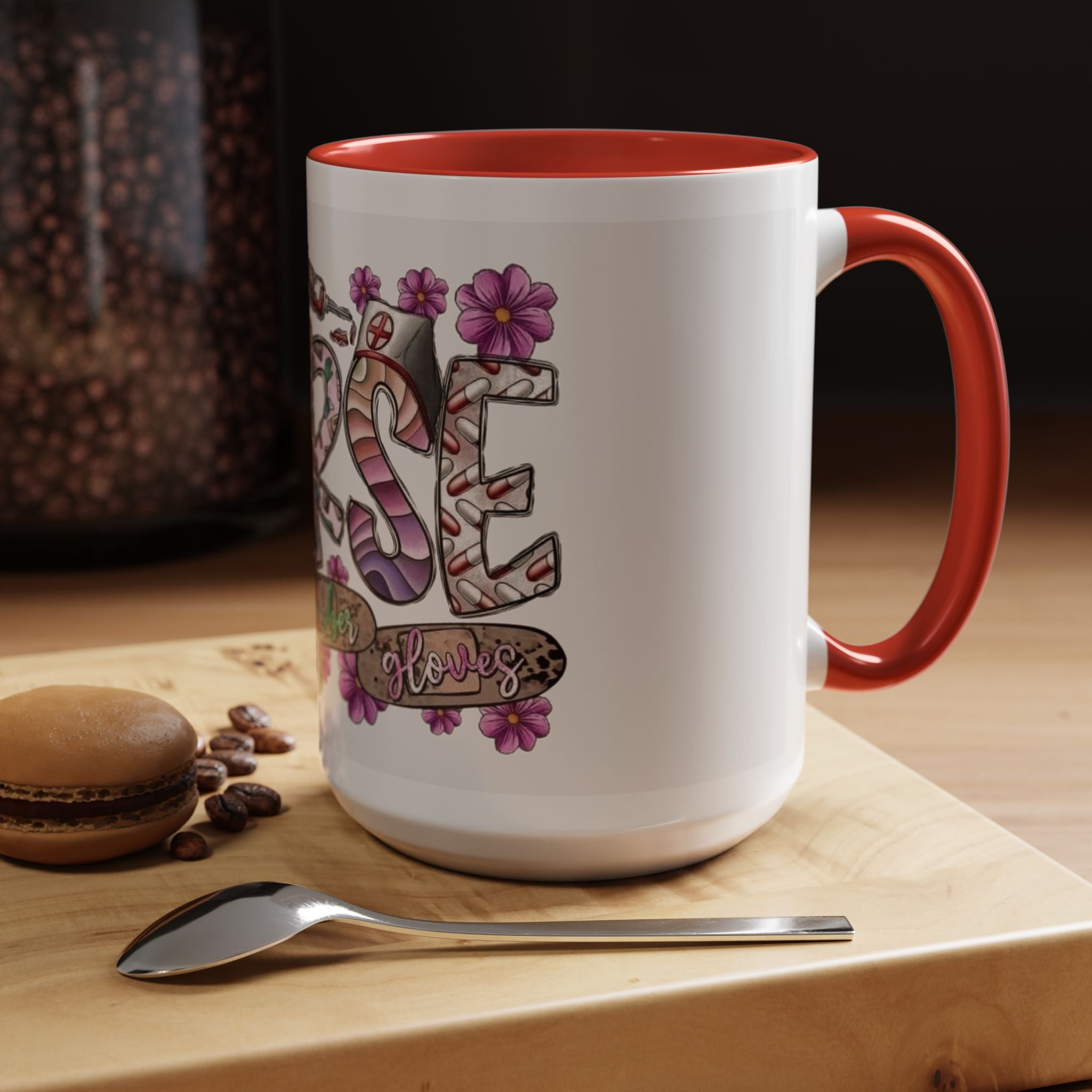 Nurse Love Coffee Mug  Cute Floral Medical Stethoscope & Syringe Design (11/15oz) Medical Christmas Mug