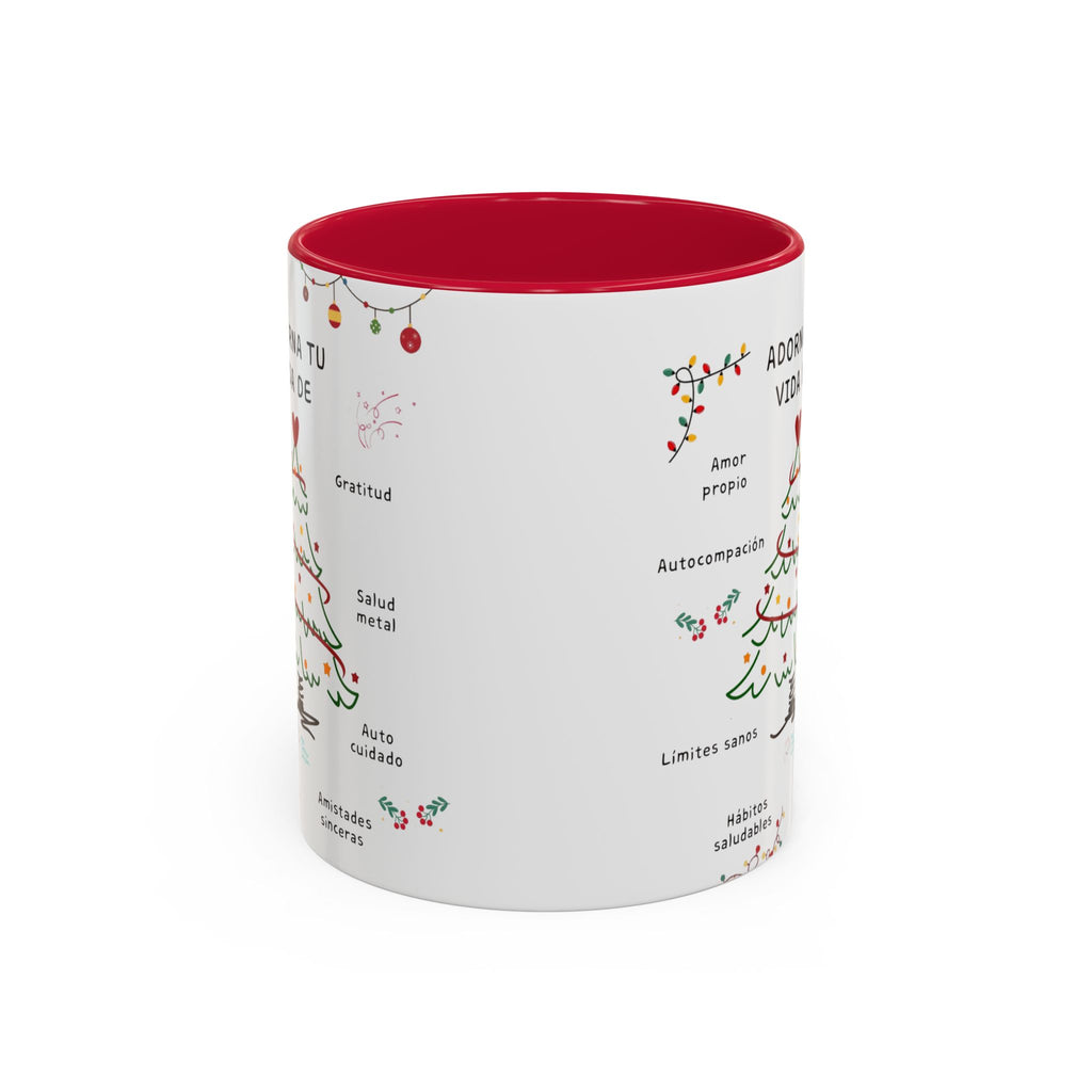 Mug — 'Adorna Tu Vida' Christmas Tree Spanish Holiday Coffee Mug (11oz/15oz)