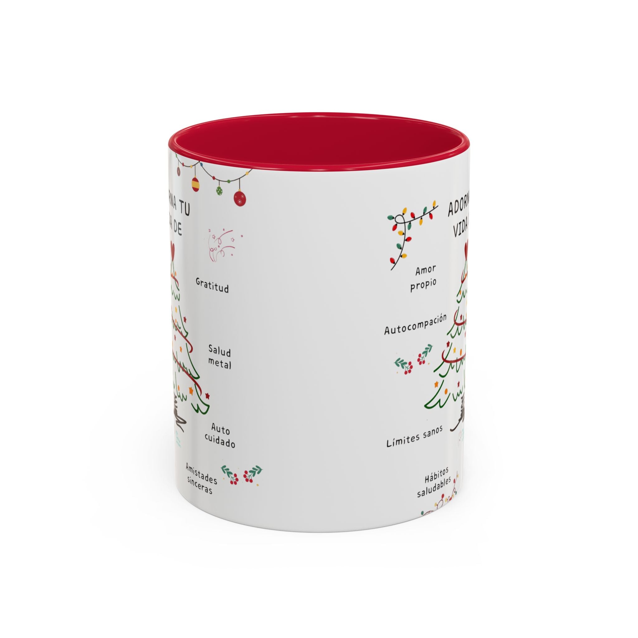 Mug — 'Adorna Tu Vida' Christmas Tree Spanish Holiday Coffee Mug (11oz/15oz)