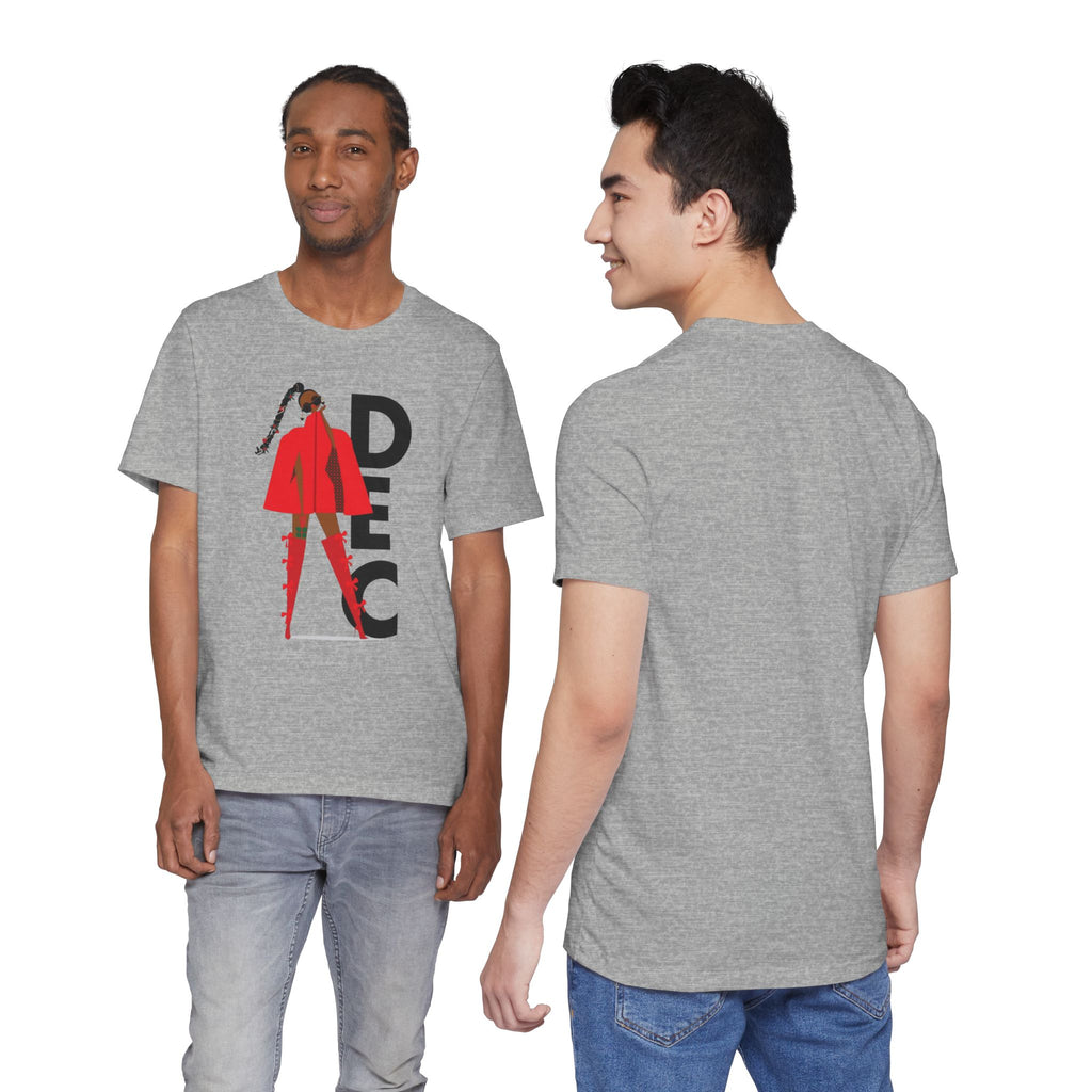 December Fashion Tee  Red Coat Model Graphic Shirt
