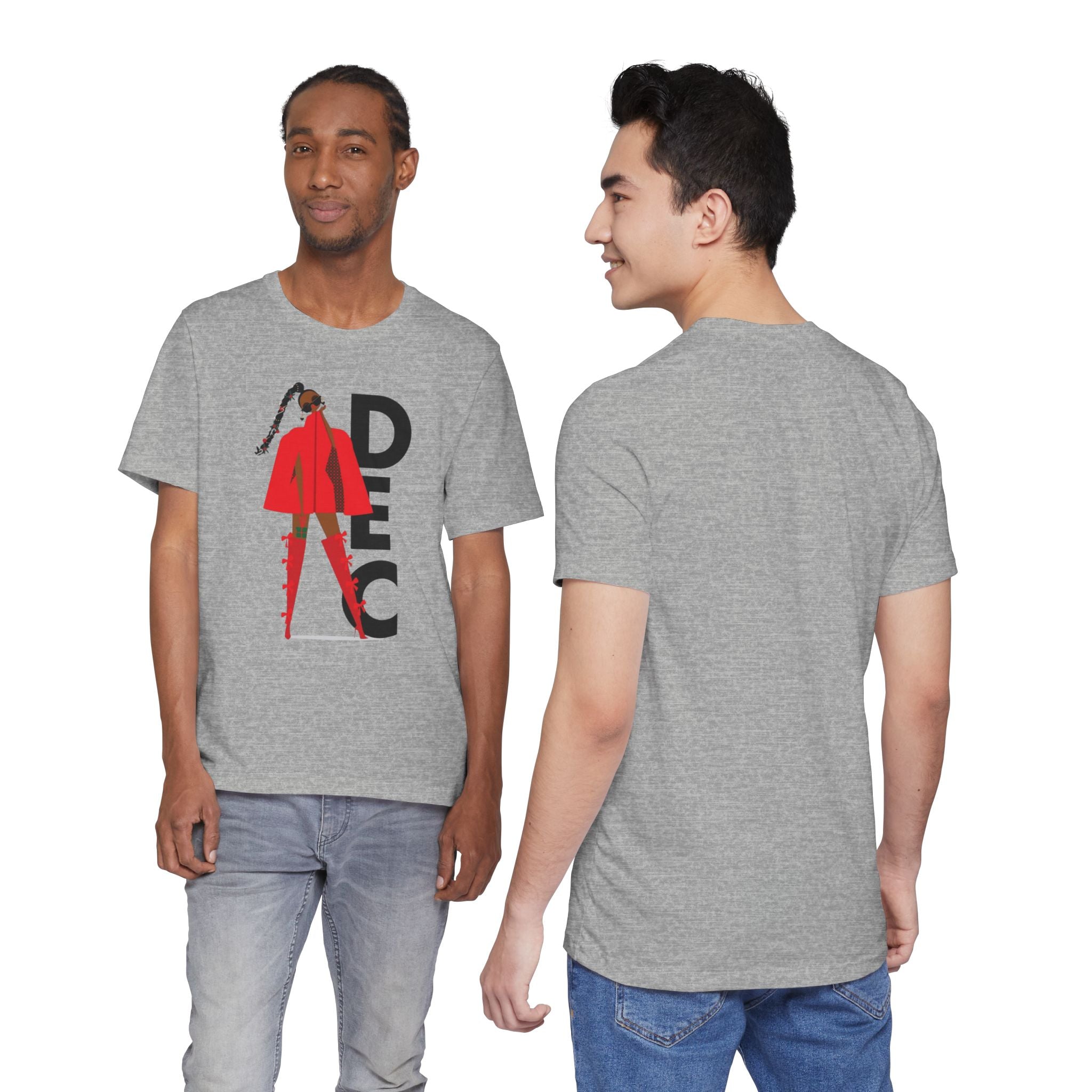 December Fashion Tee  Red Coat Model Graphic Shirt
