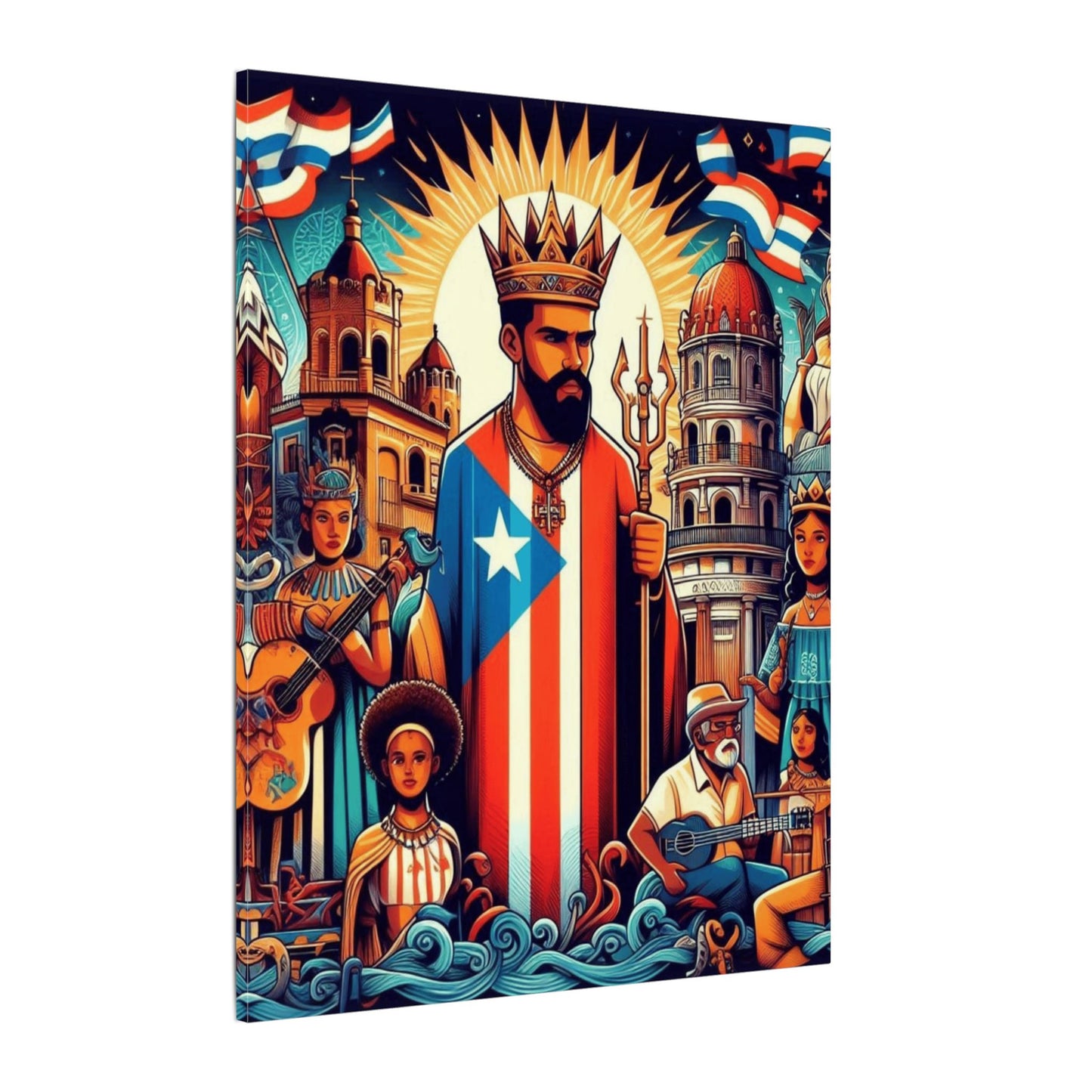 Vibrant Puerto Rican Art Canvas, Cultural Wall Decor, Celebration Decor, Unique Gift, Home Accent, Multi-Size