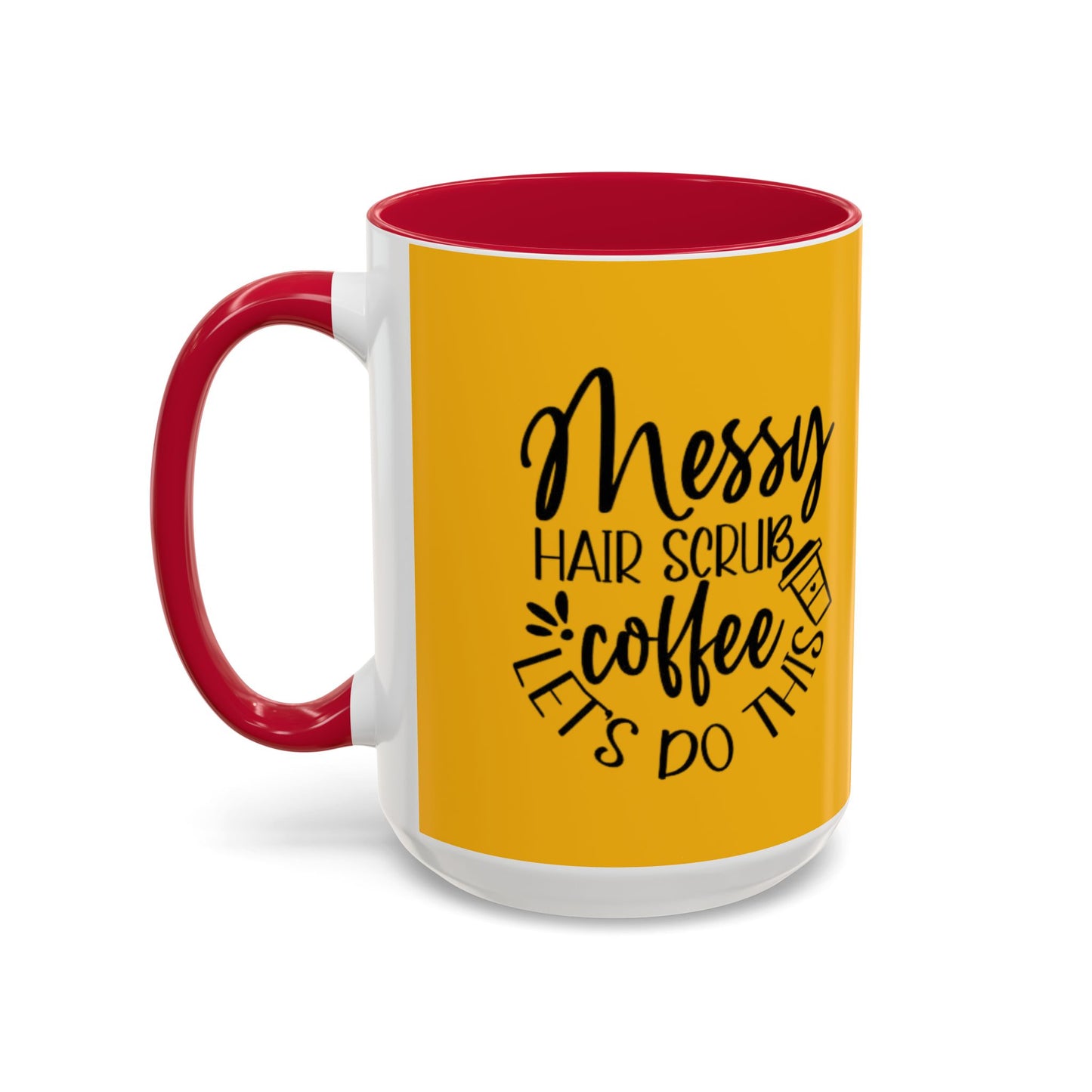 Holiday Coffee Cups with Festive Quotes & Designs Messy Hair Coffee Mug - Fun Yellow Ceramic Cup for Coffee Lovers