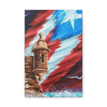Patriotic Castillo Canvas Wall Art – Puerto Rico Flag Coastal Fortress Print