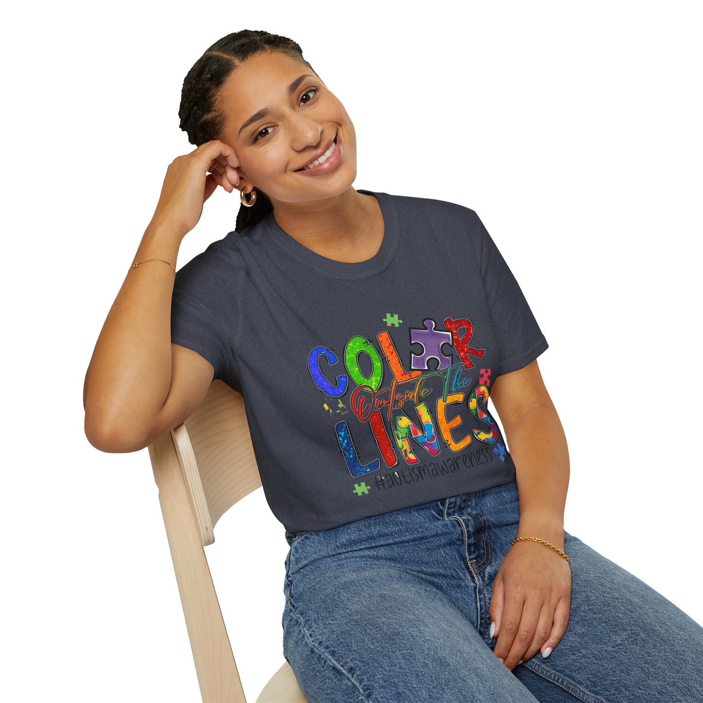 Color Outside the Lines Unisex T-Shirt for Autism Awareness