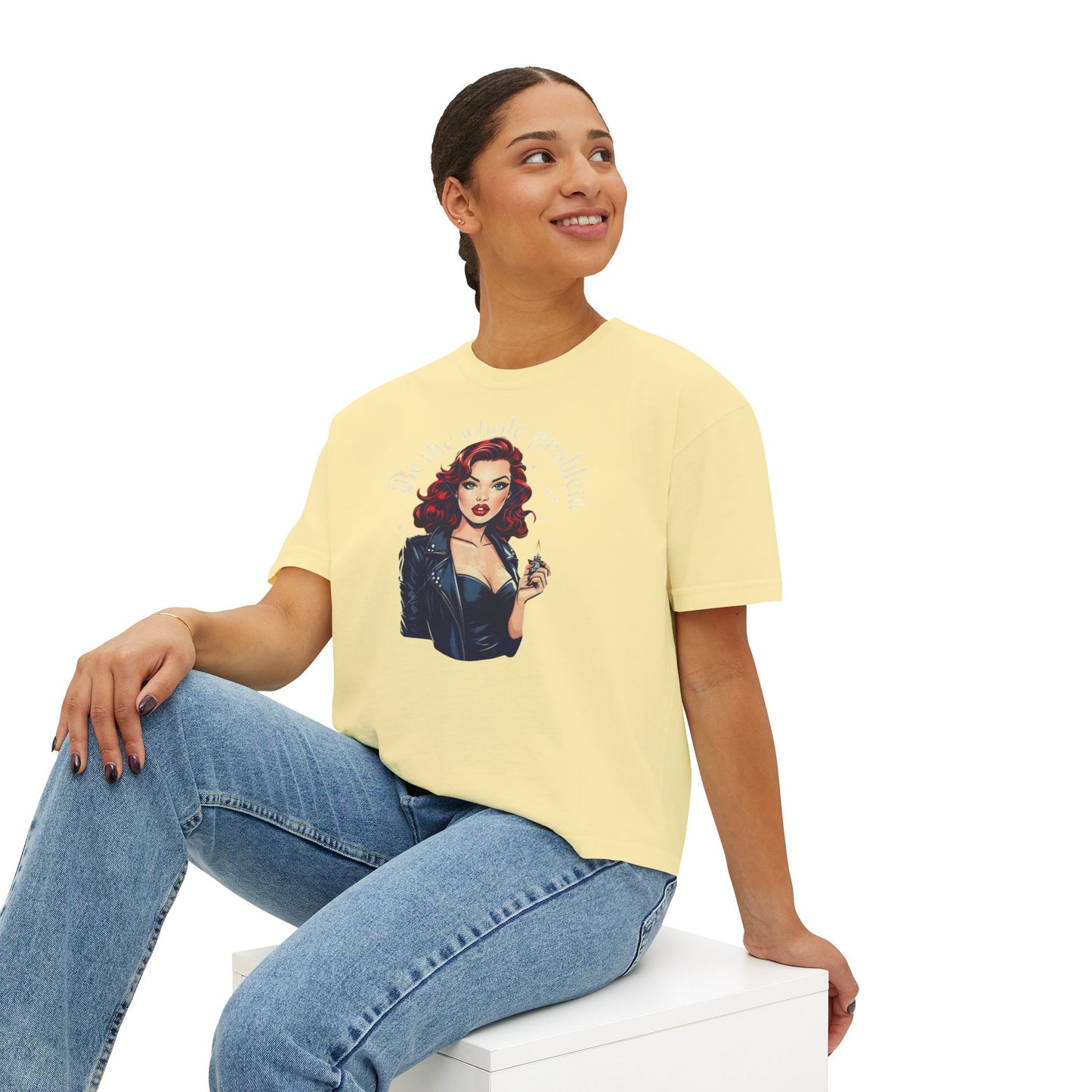 Edgy Vintage Women's Boxy Tee - Retro Graphic Tee, Casual Chic Top, Perfect Gift for Her, Streetwear Style, Iconic Vintage Fashion