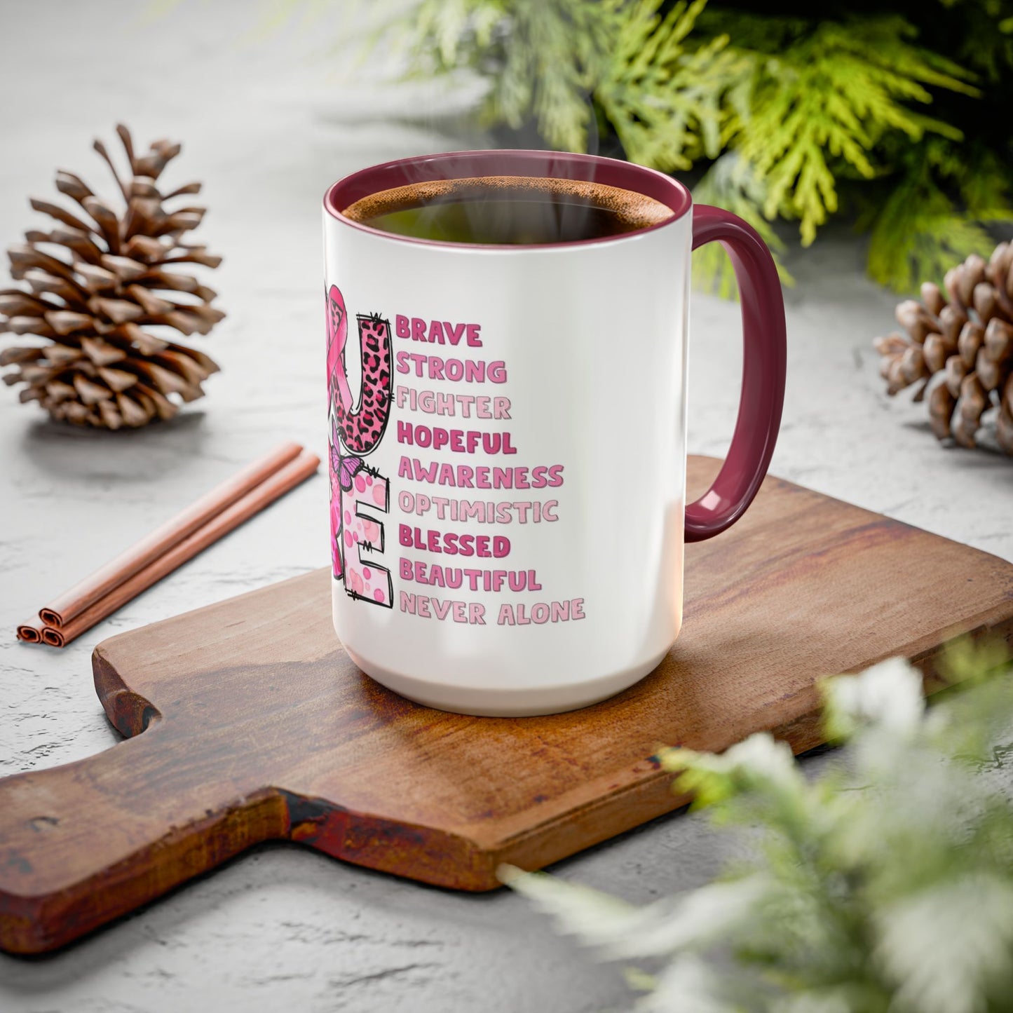 Cancer Hope Collection Empowering Inspirational Mug for Breast Cancer Awareness