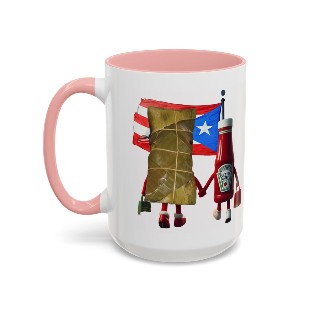 Puerto Rican Flag Ketchup & Pasteles Coffee Mug — Funny Food Friends Accent Mug (11/15oz)