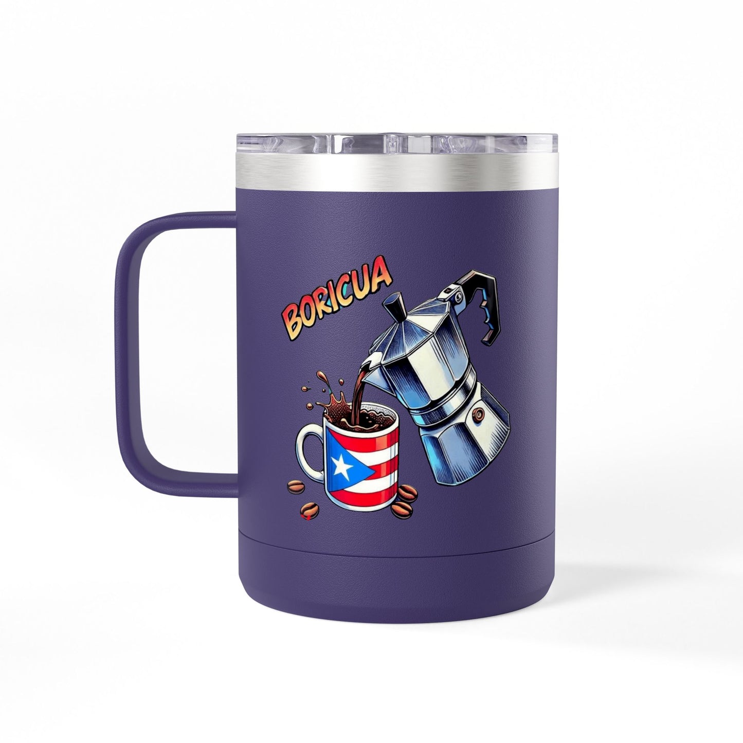 Puerto Rican Coffee Mug Tumbler, 15oz | Great Gift for Coffee Lovers, Unique Kitchen Decor, Perfect for Birthdays & Holidays