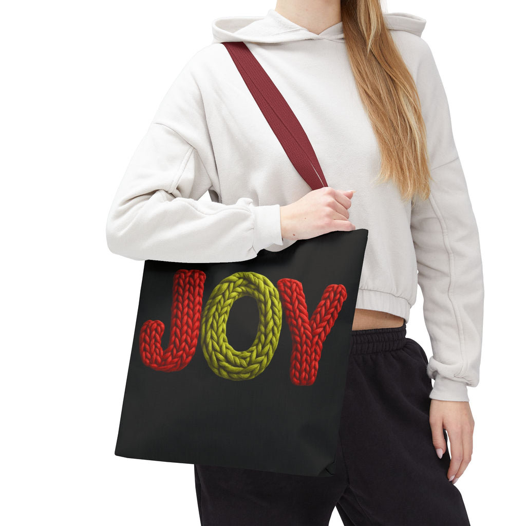 Christmas Tote Bag  Festive Holiday DesigJoy Knit Tote Bag  Colorful 'JOY' Yarn Design, Cozy Holiday Gift Tote
