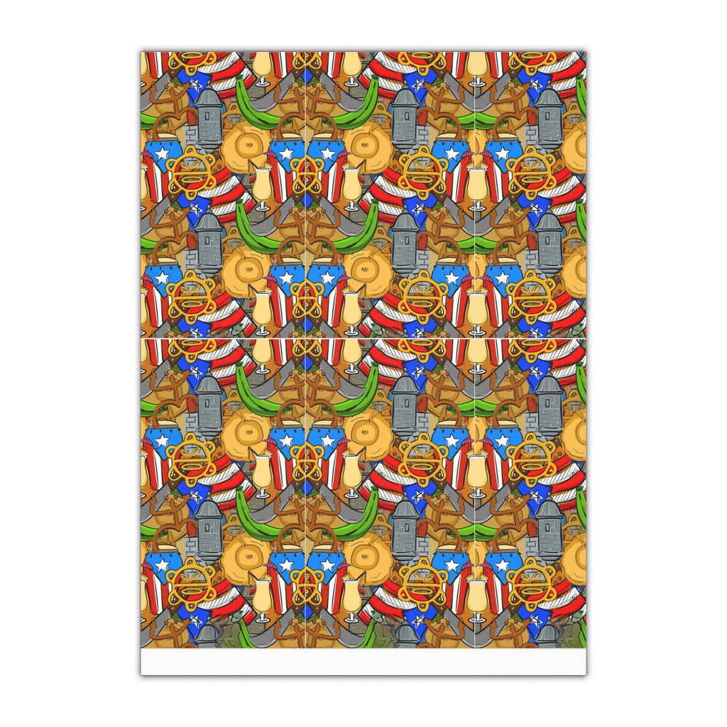 Nautical Puerto Rican Pattern Gift Wrapping Paper Sheet flag, traditional symbols, tropical vibes, and island heritage,