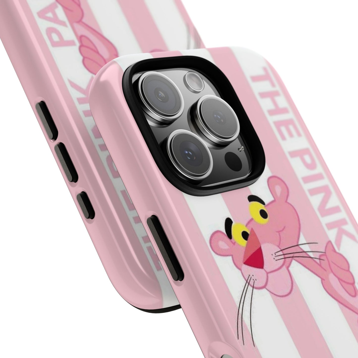 Pink Panther Tough Case Retro Striped Phone Case with "The Pink Panther" Design