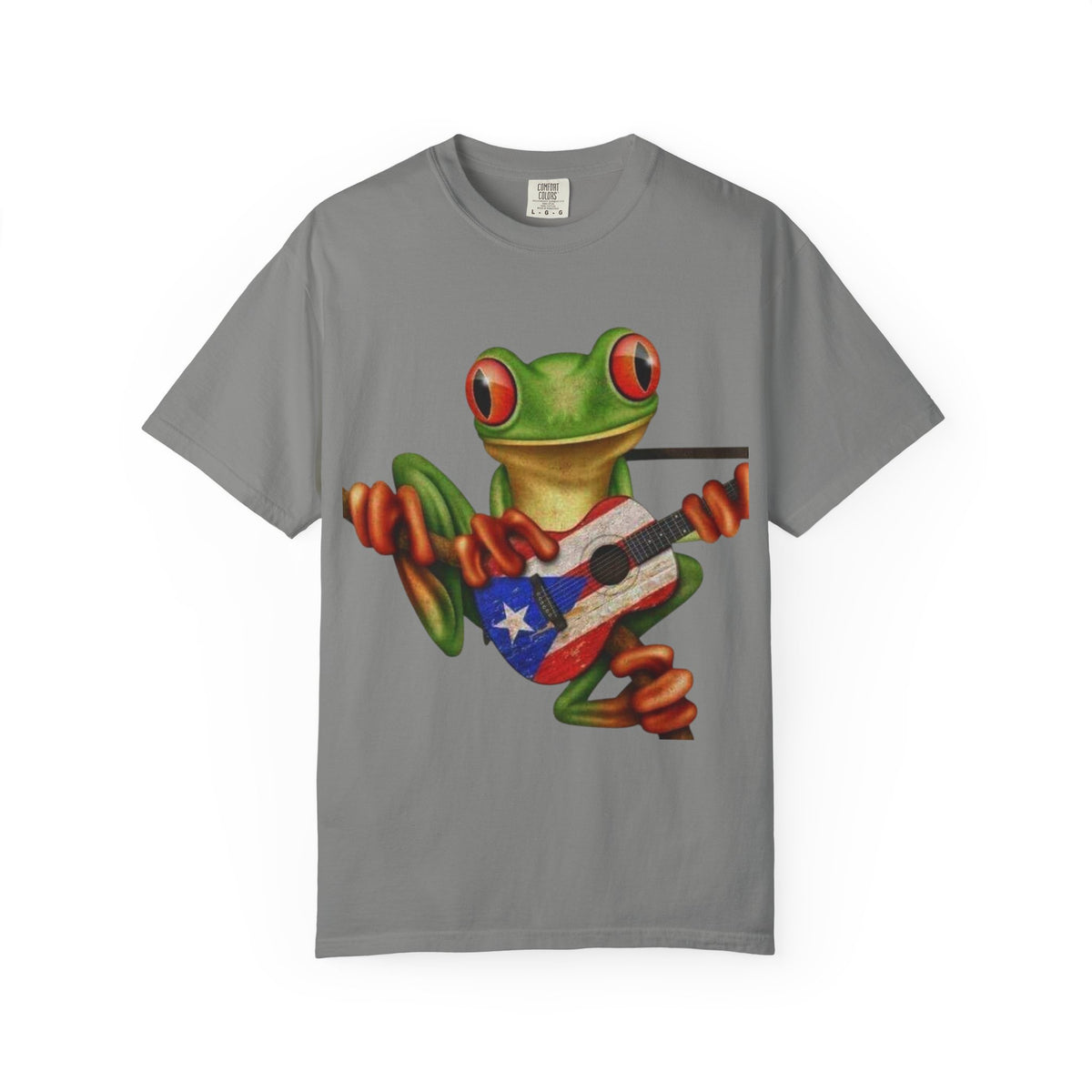 Where Boricua Meets Funky Guitar Frog T-Shirt, , Music Lover Gift, Cool Animal T-Shirt, Summer Style, Lightweight Apparel