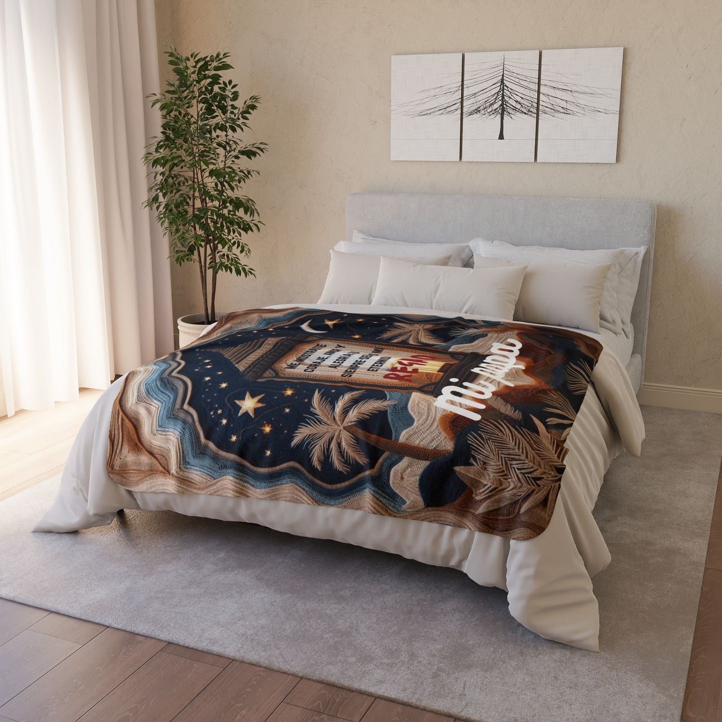 Fleece Blanket - "Mi Papá" Spanish Memorial Lantern Design (Regalo)