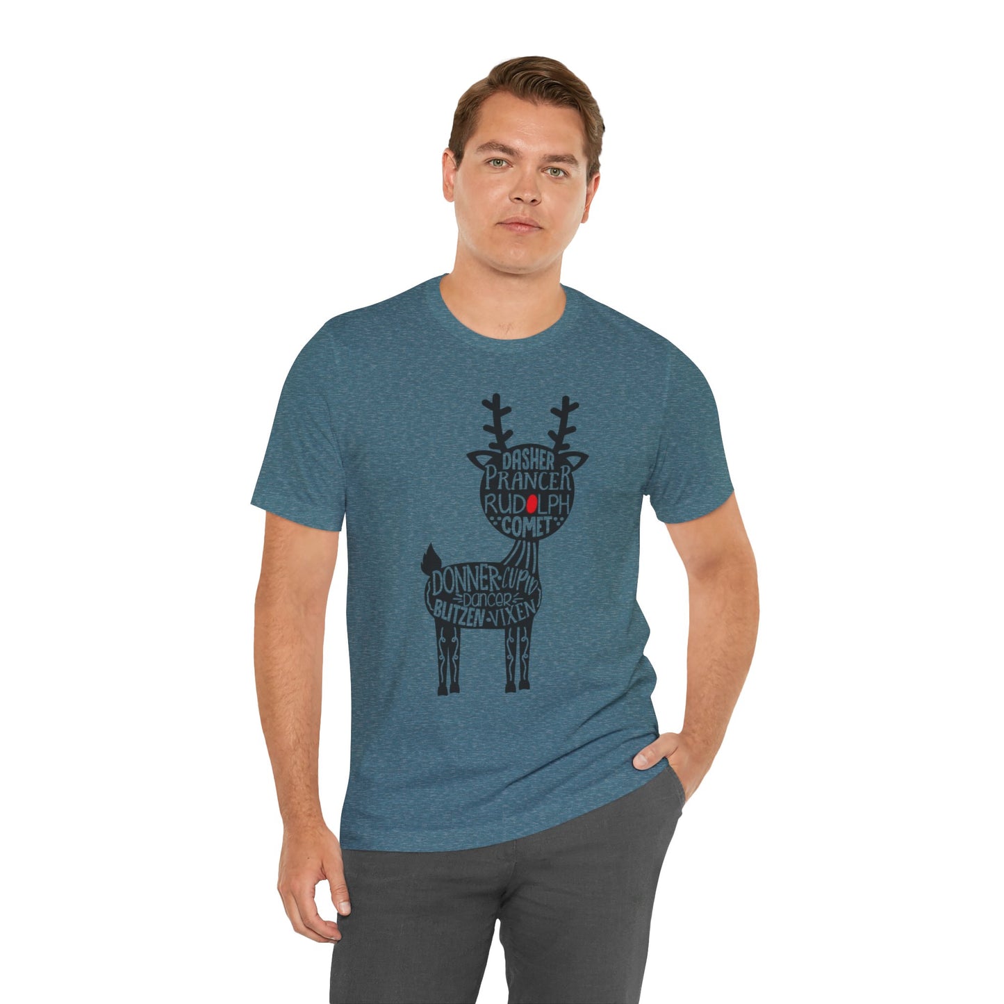 Christmas Reindeer Graphic Tee - Unisex Jersey Short Sleeve Shirt
