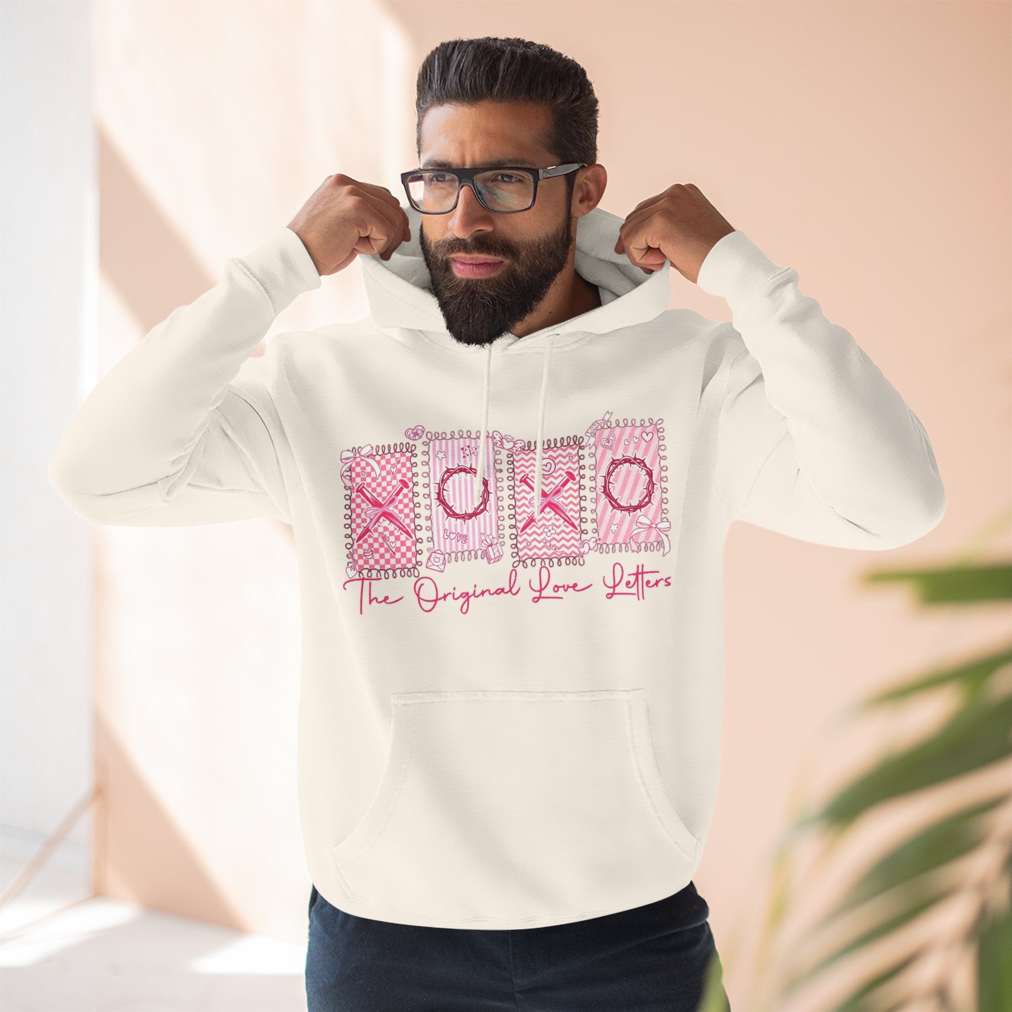 Hoodie  Pink XOXO Three Panel Love Letters Fleece Hoodie