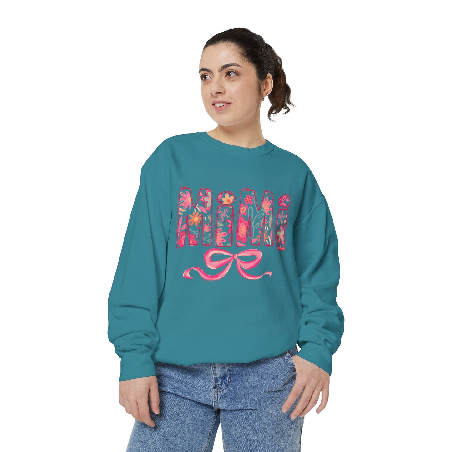 Mama Floral Sweatshirt  Pink Floral 'MAMA' Design with Bow