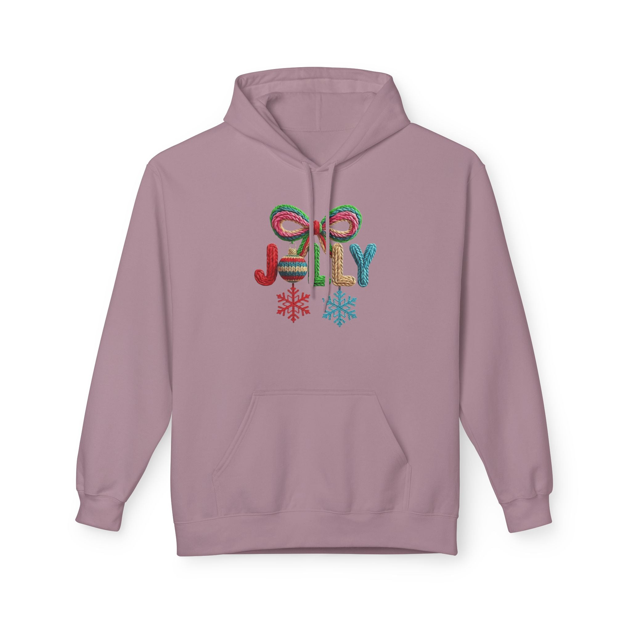 Jolly Candy Cane Holiday Hoodie — "JOLLY" Festive Sweatshirt