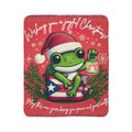 Puerto Rico Design Blanket Christmas Frog Sherpa Blanket – Holiday Cozy Throw with 'Wishing You a Joyful Christmas' Design