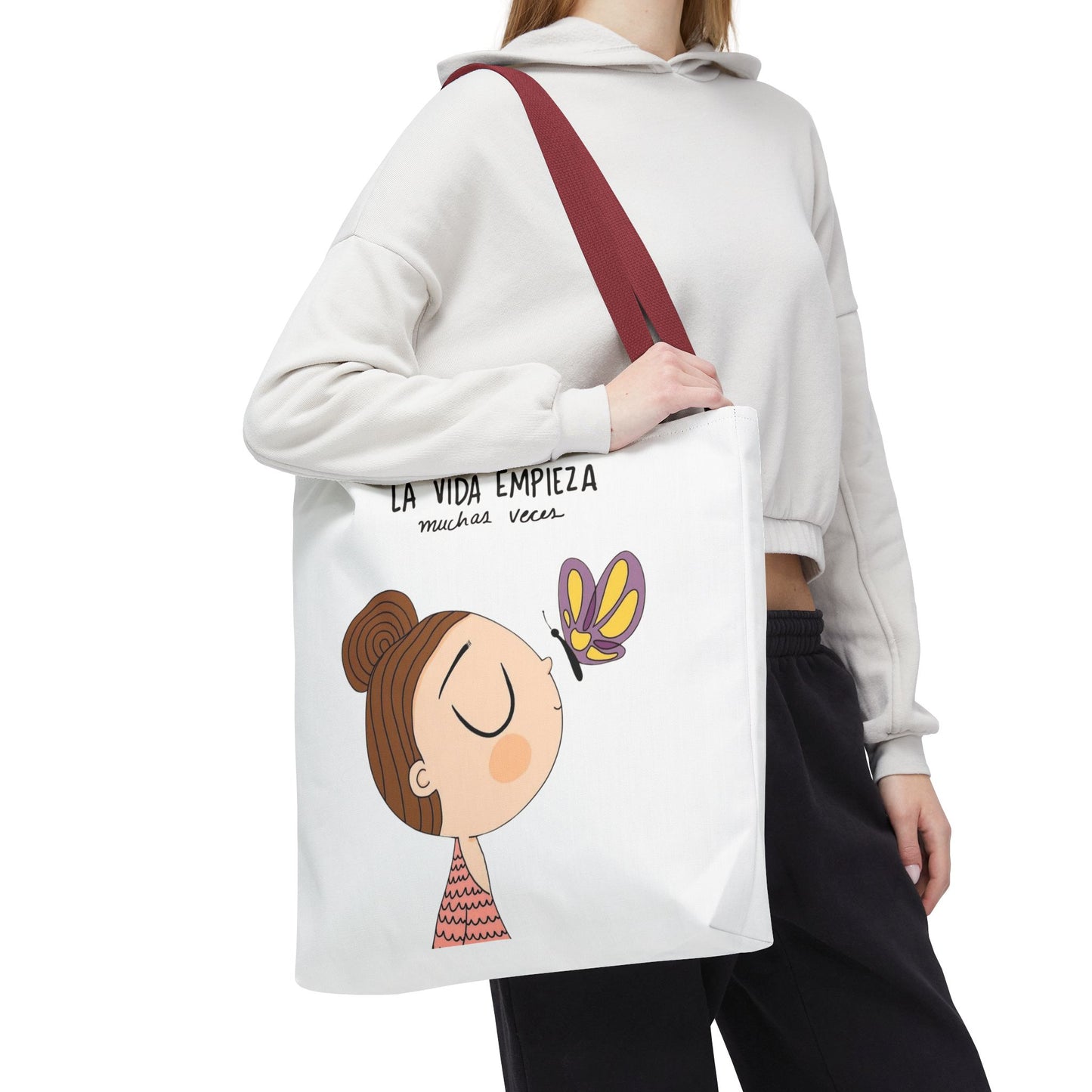 Lleva inspiración contigo a donde vayas, Eco-Friendly Carryall, Motivational Gift, Cute Reusable Shopper, Butterfly Design, Brighten Your Day