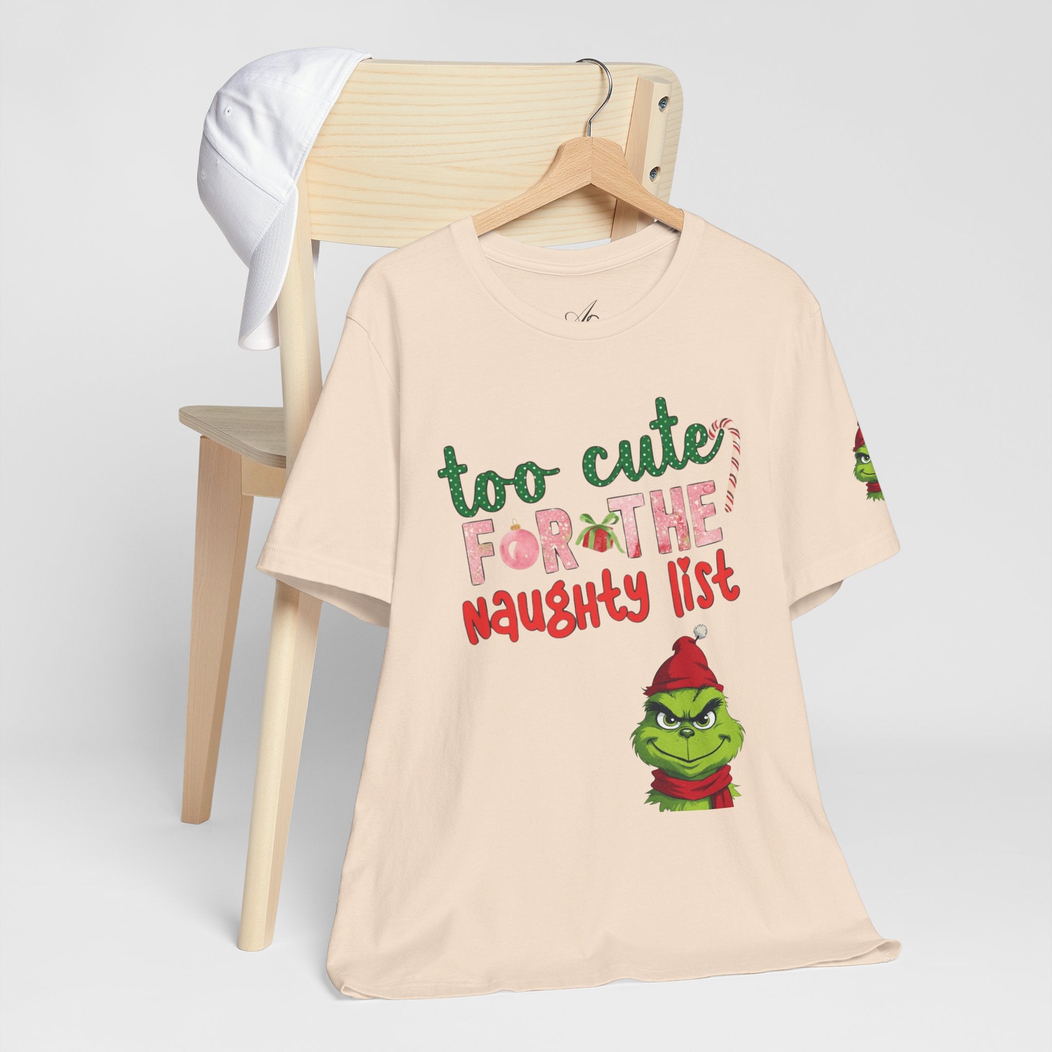 Christmas T-Shirts and Sweatshirts Collection Cute Grinch Holiday Tee 'Too Cute for the Naughty List' Unisex Jersey T-Shirt