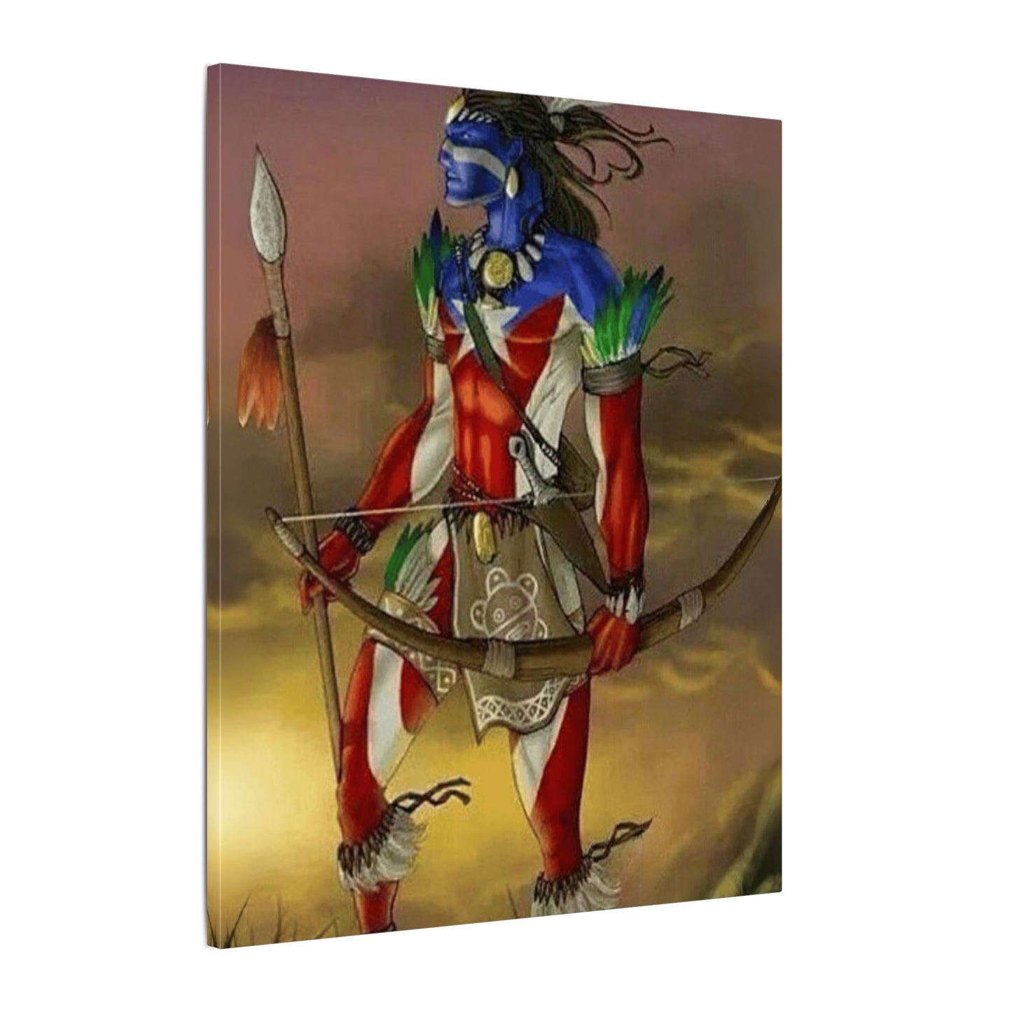 Borikén Rooted in Culture, Radiating Power Tribal Puerto Rico Warrior Canvas Art, Taino Wall Decor, Boho, Unique Gift for Collectors, Cultural Prints