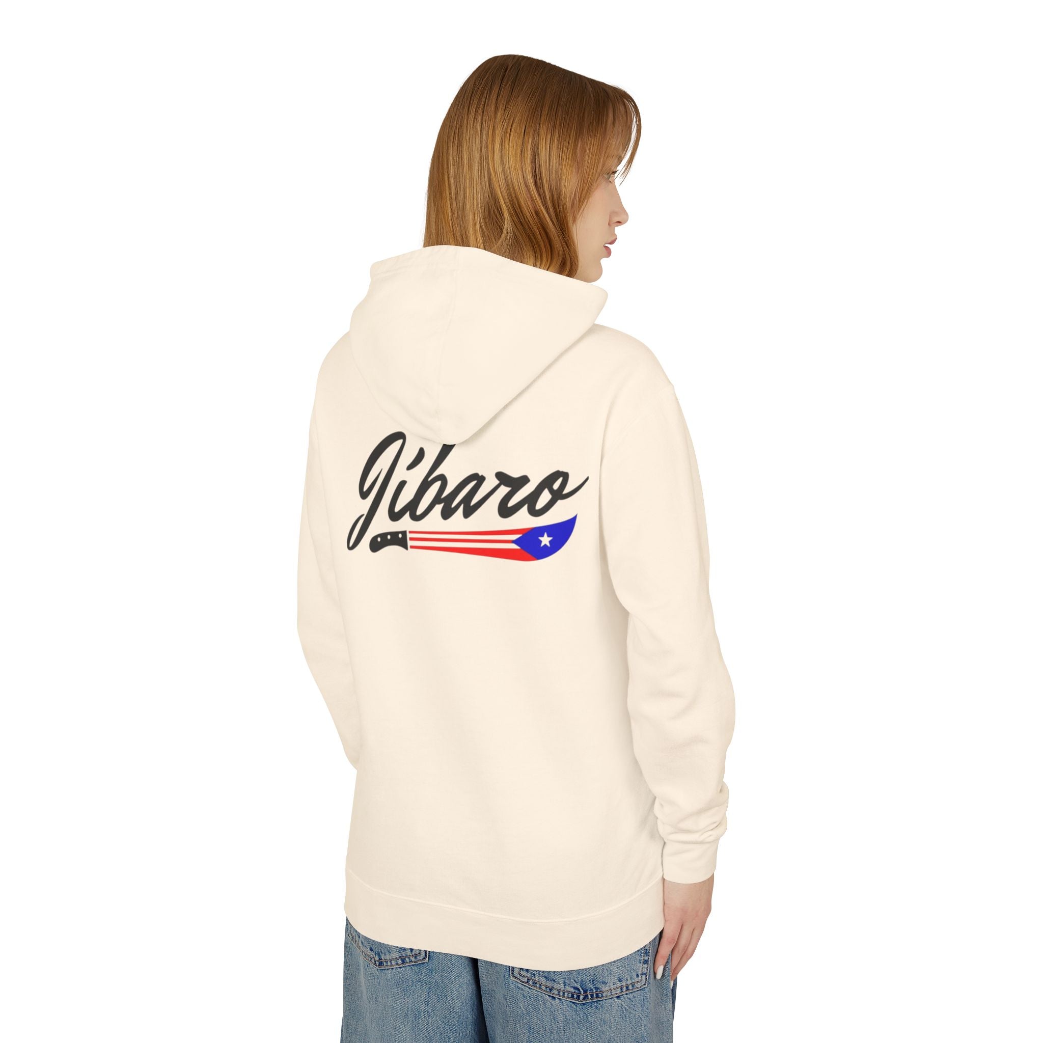 Puerto Rico Heart Flag Hoodie  "Jíbaro" Back Graphic