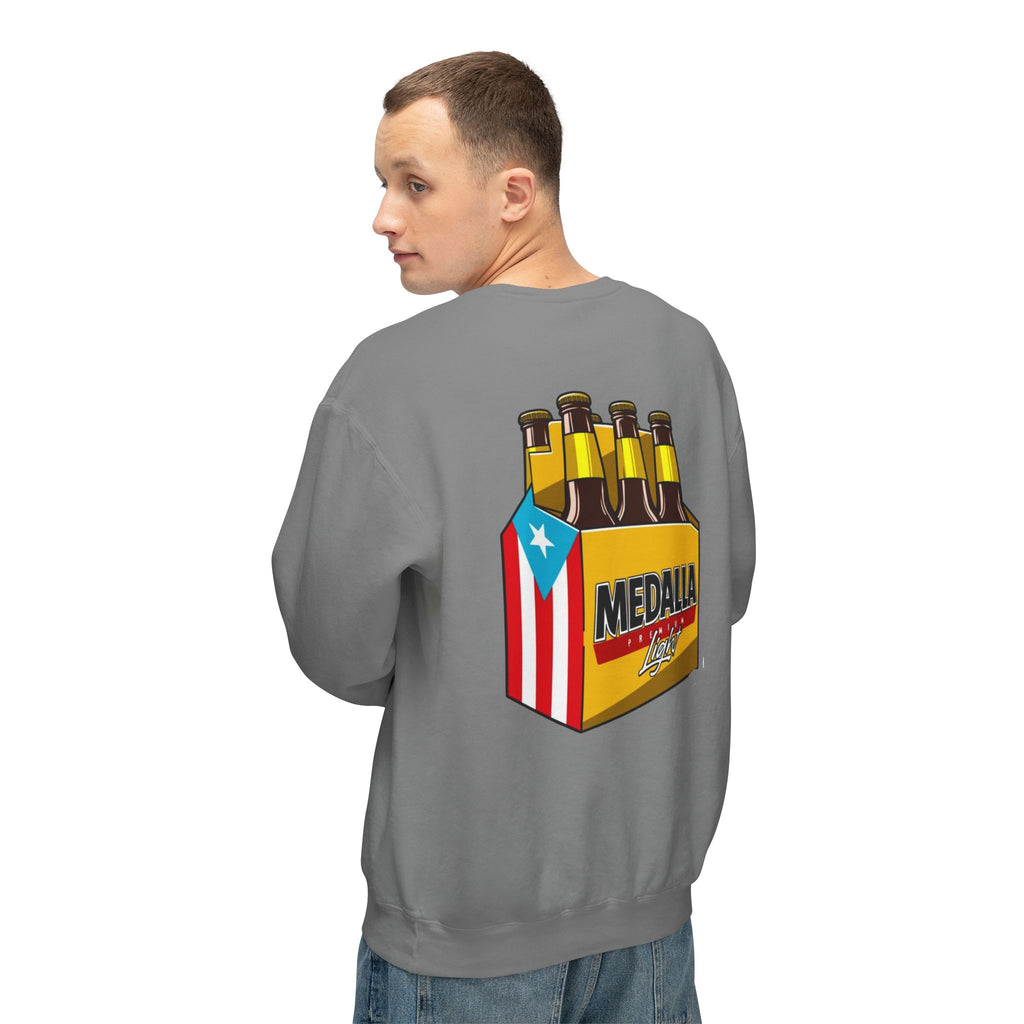 Medalla Light Puerto Rico Sweatshirt Coqui Boricua flag  Beer Pack Graphic Puerto Rico Navidades