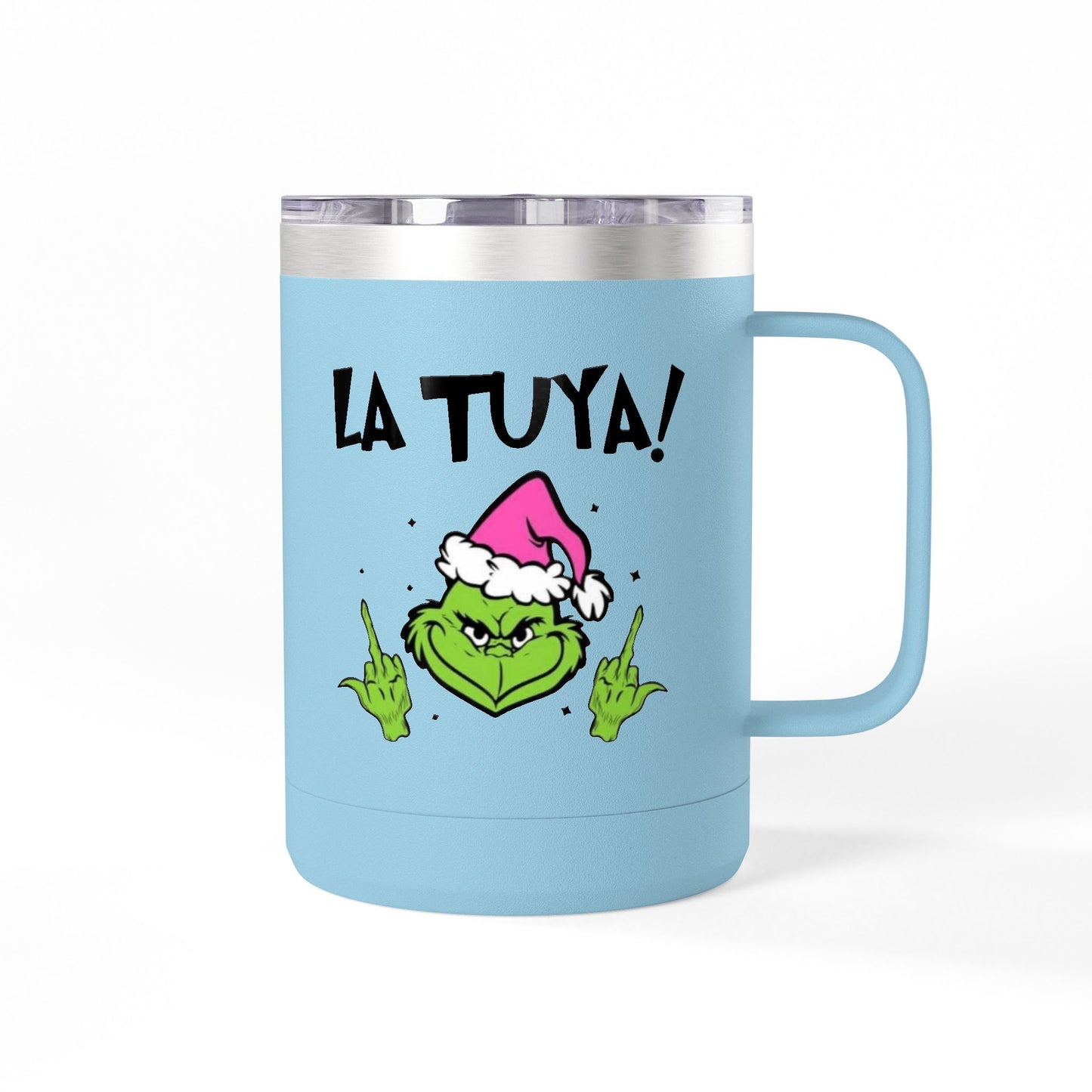 Holiday Grinch Coffee Mug Tumbler - 15oz Vaso / Taza de Acero Inoxidable – Diseño Navideño