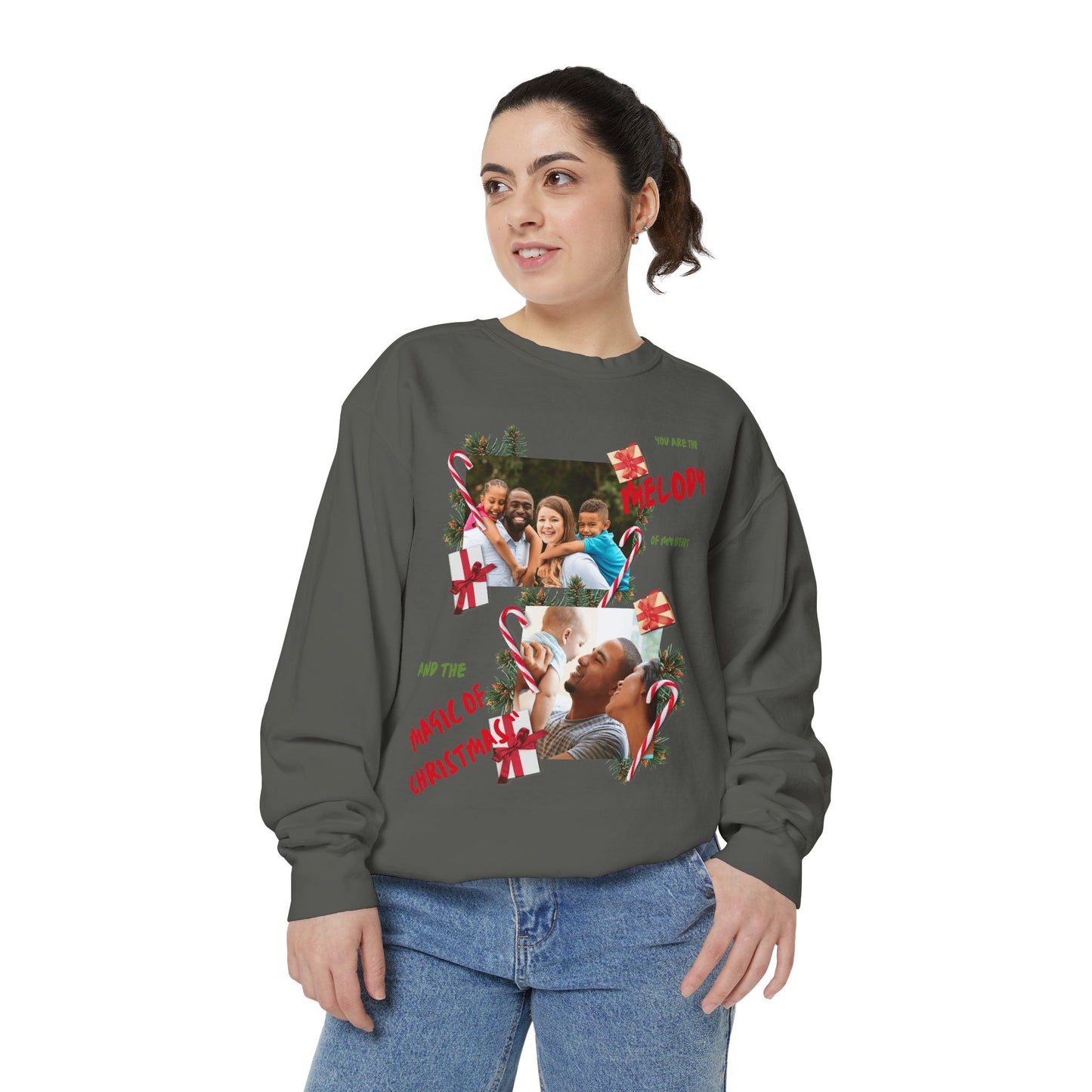 Personalized Christmas Photo Sweatshirt – “You Are the Melody” Holiday Crewneck
