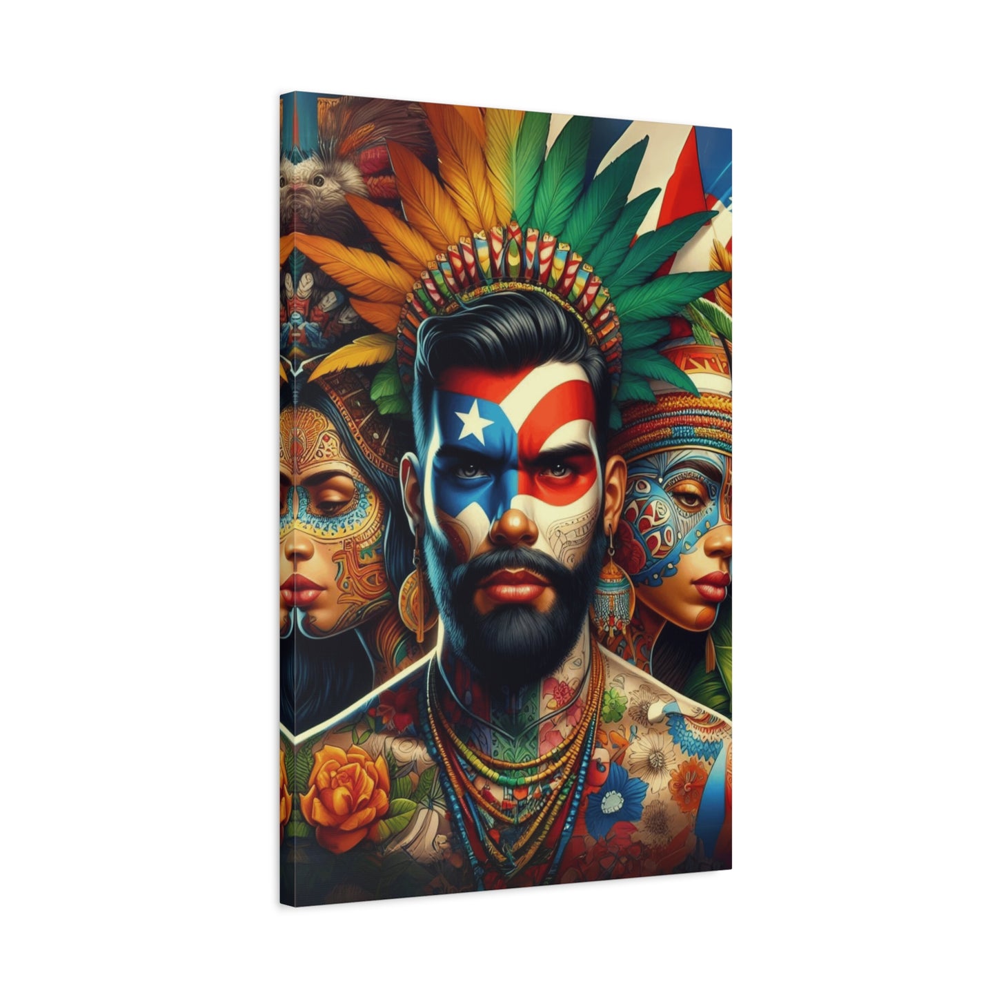 La Isla del Encanto Taíno Symbol Design Vibrant Cultural Art Canvas Print, Wall Decor, Home Decoration, Unique Artwork, Bohemian Style, Gift for Art Lovers