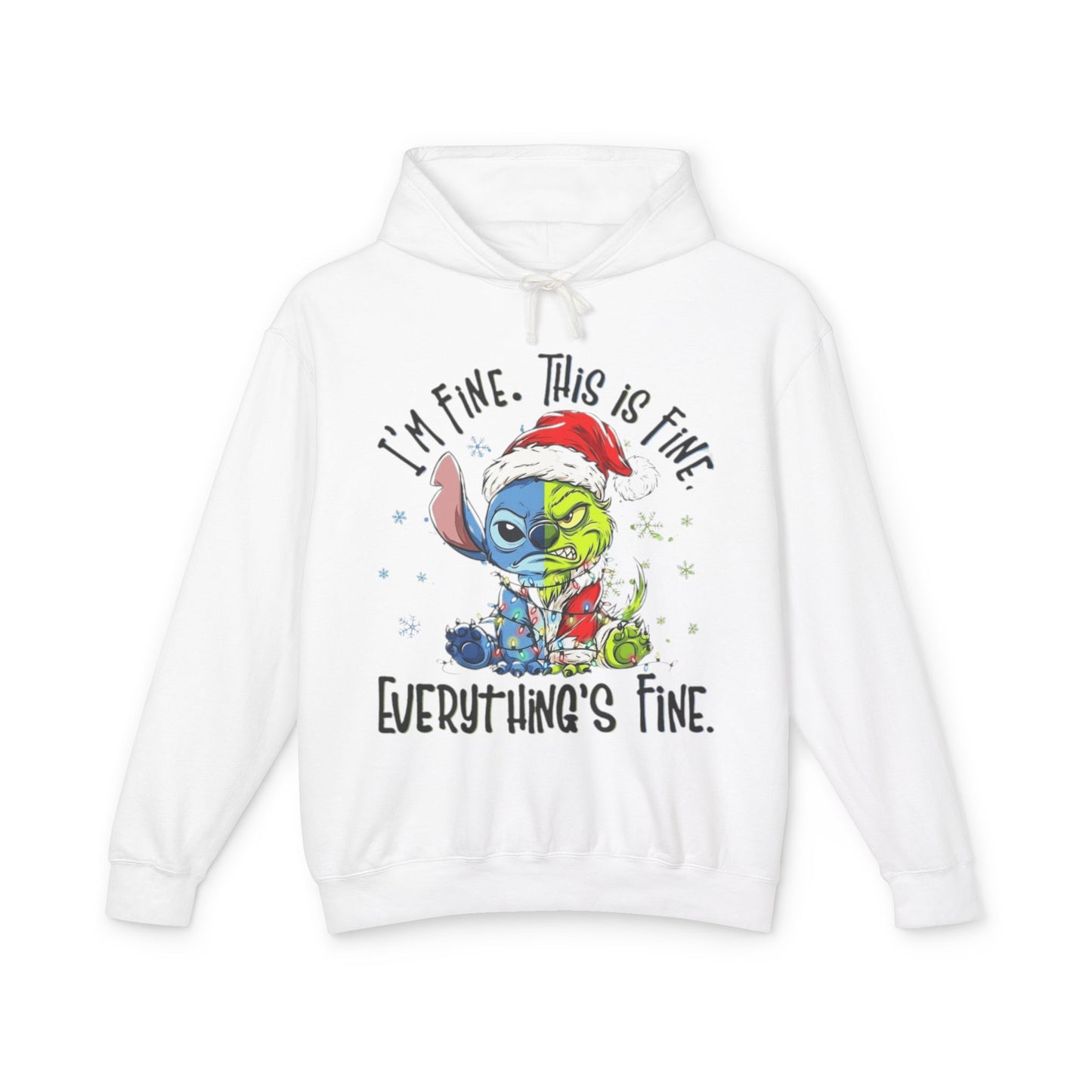 I'm Fine This Is Fine Hoodie  Funny Christmas Stitch Pullover Cartoon Christmas T-shirts and Sweaters