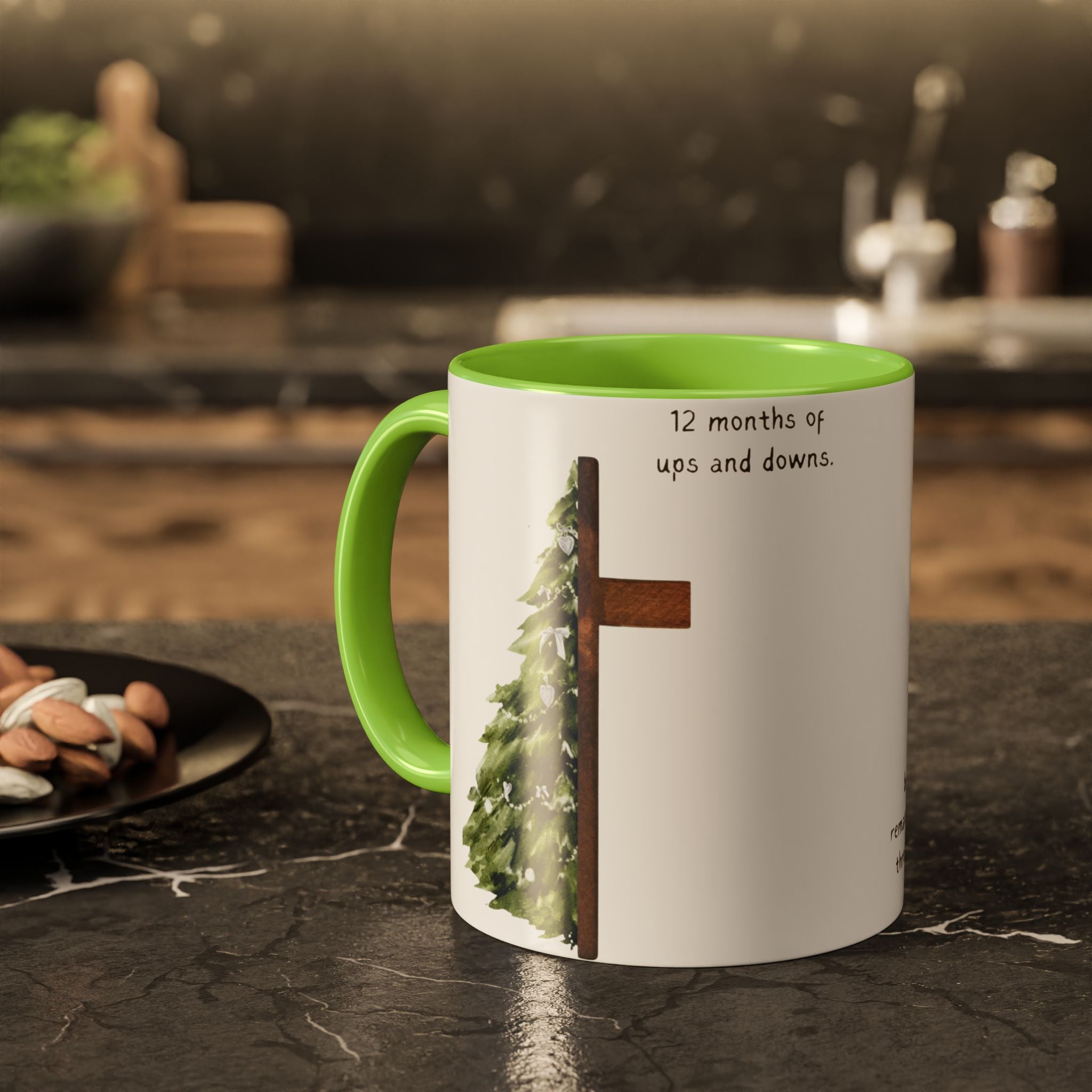 Christian Cross & Pine Tree Mug — Faith Reminder Coffee Cup (11oz/15oz)