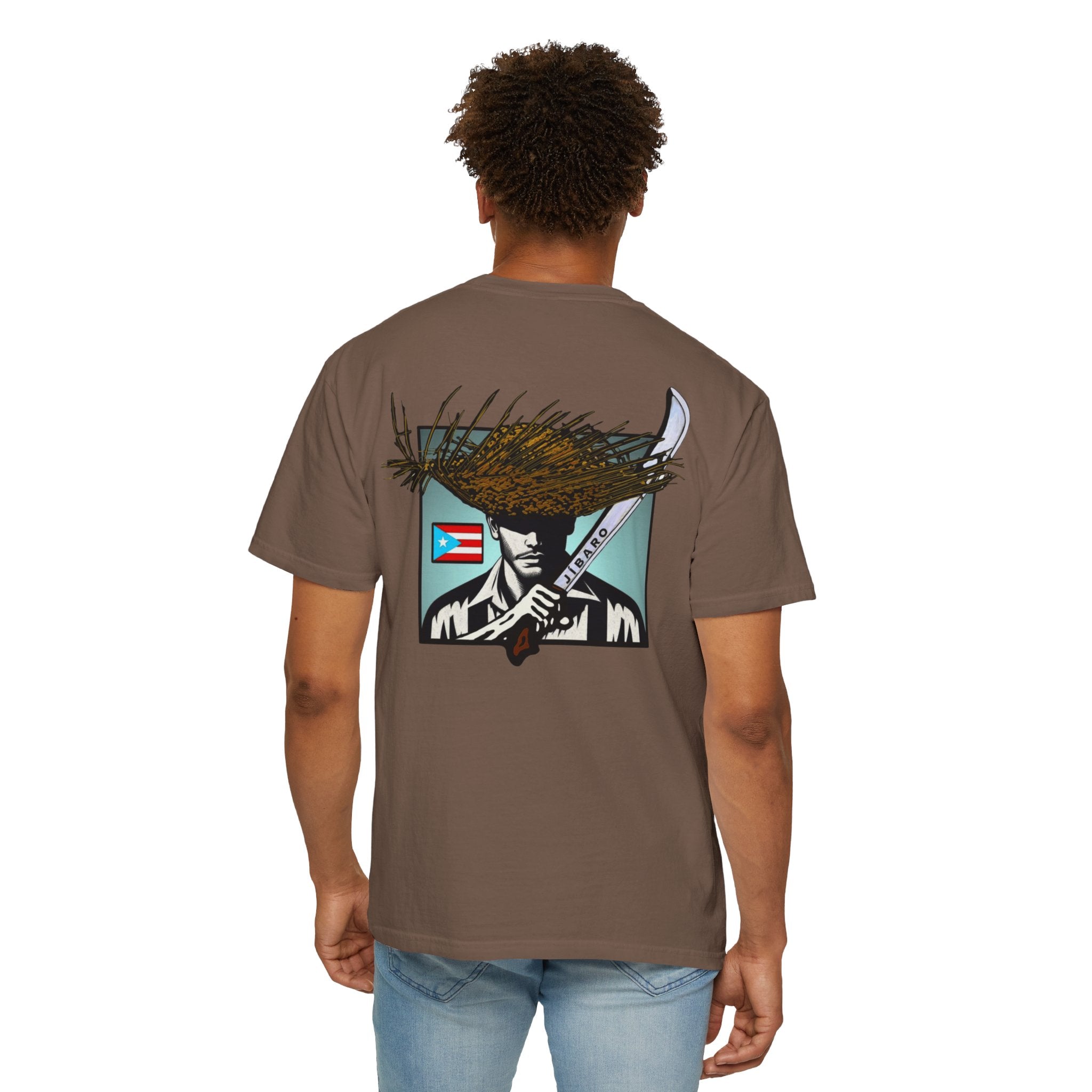 T-Shirt  "Jíbaro" Puerto Rican Heritage Tee (Back Machete  Sombrero de Paja Design) Puerto Rico’s Navidades