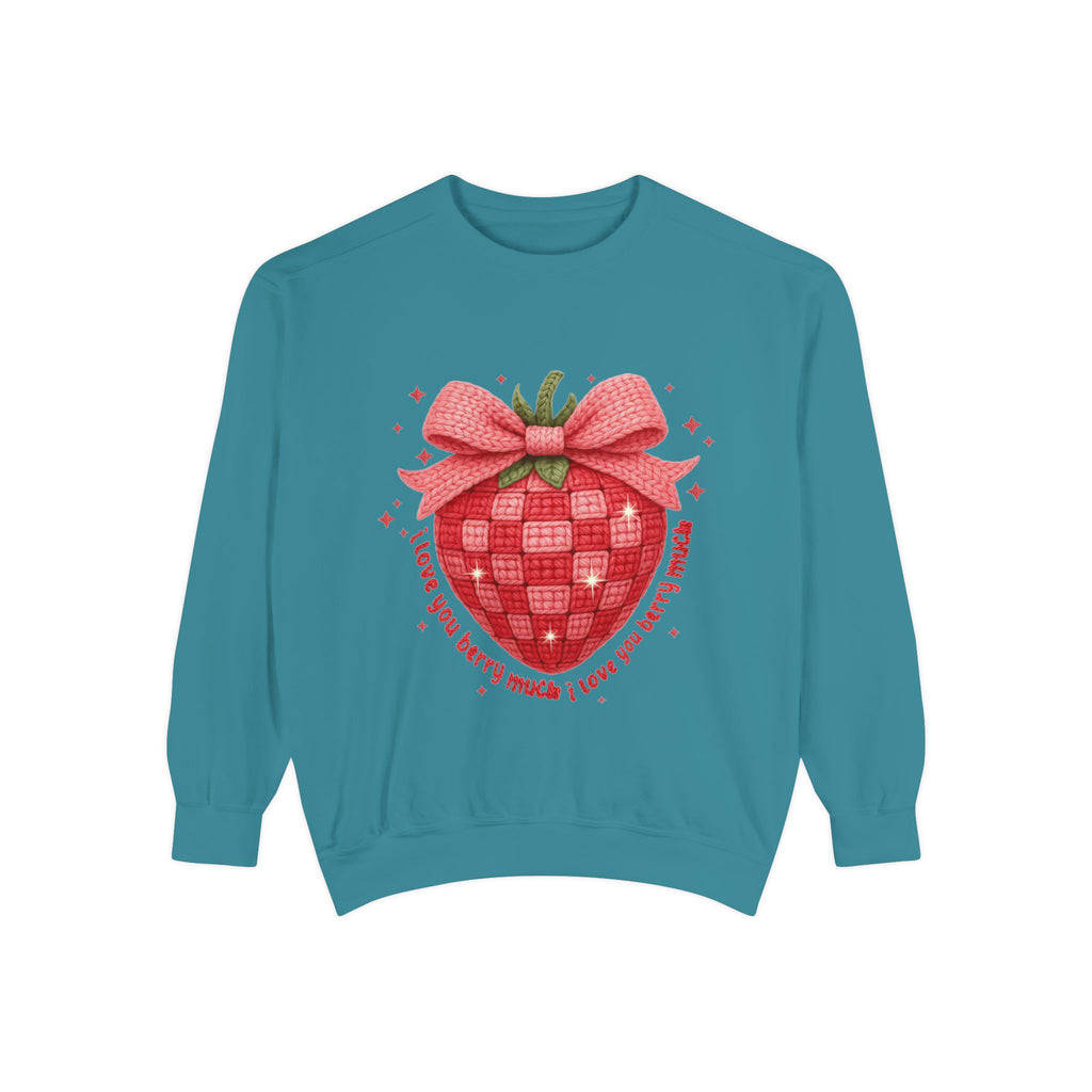 Strawberry Bow Sweatshirt  "I Love You Berry Much" Cute Valentine Pullover