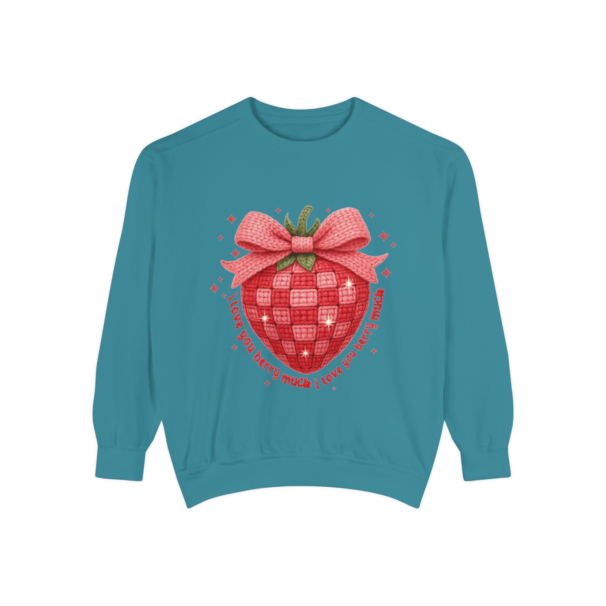 Strawberry Bow Sweatshirt  "I Love You Berry Much" Cute Valentine Pullover